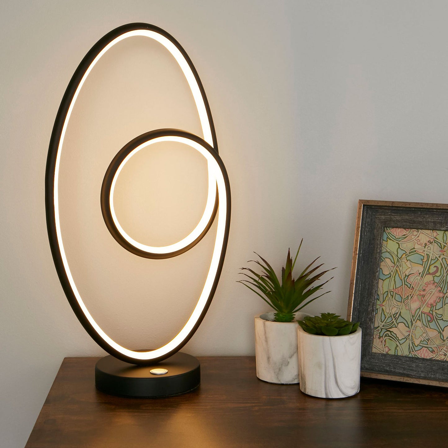 Orbit Glow Black LED Table Lamp