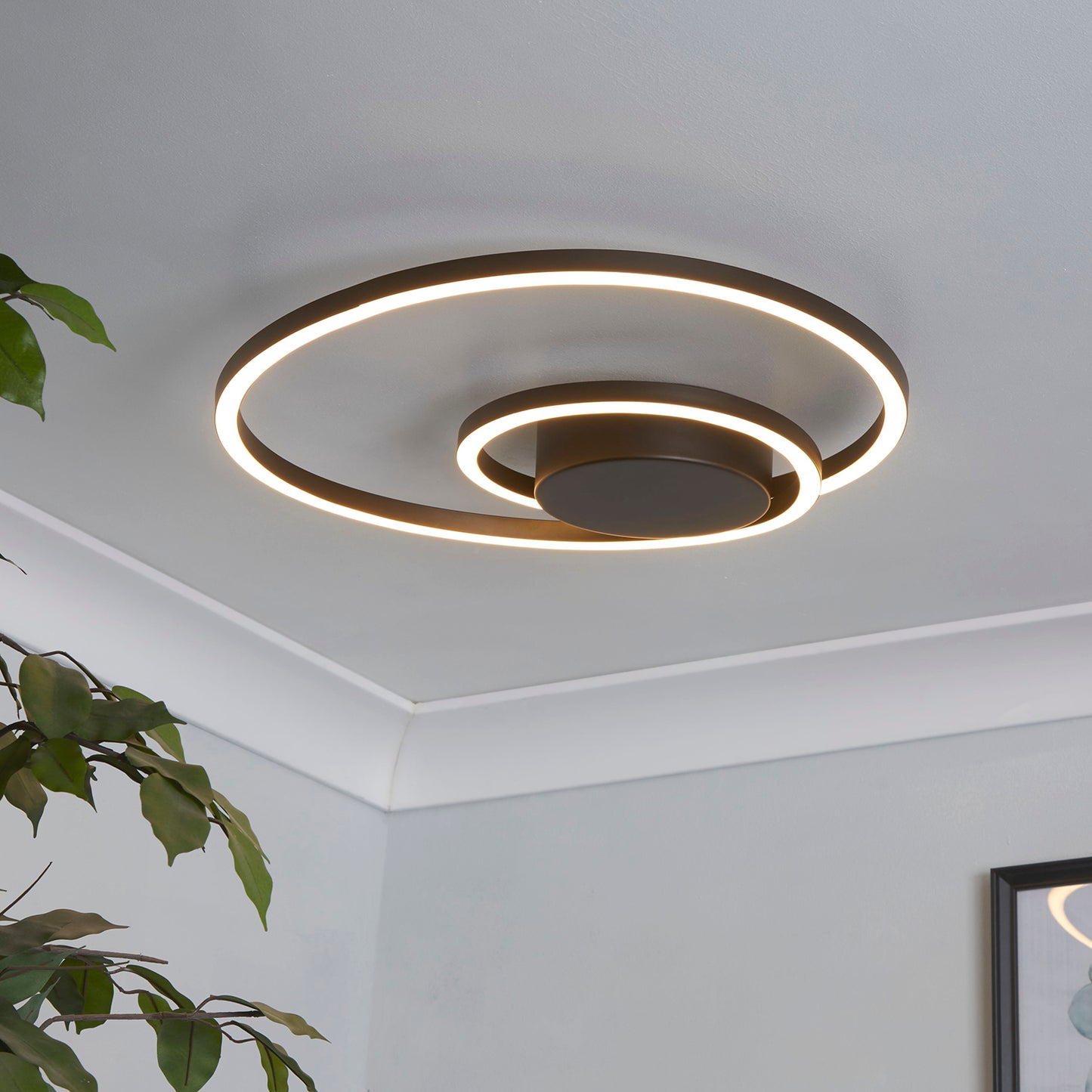 Orbit Glow Spiral Black LED Ceiling Flush Light