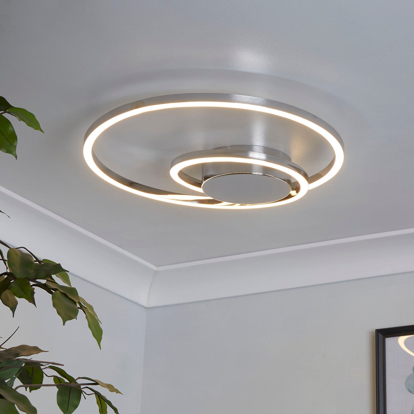 Orbit Glow Chrome LED Ceiling Flush Light