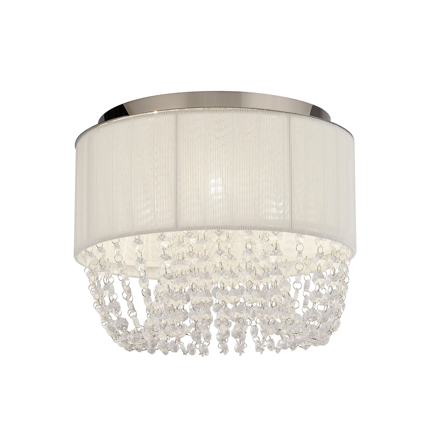 Luna White Ceiling Flush Light with Acrylic Drops