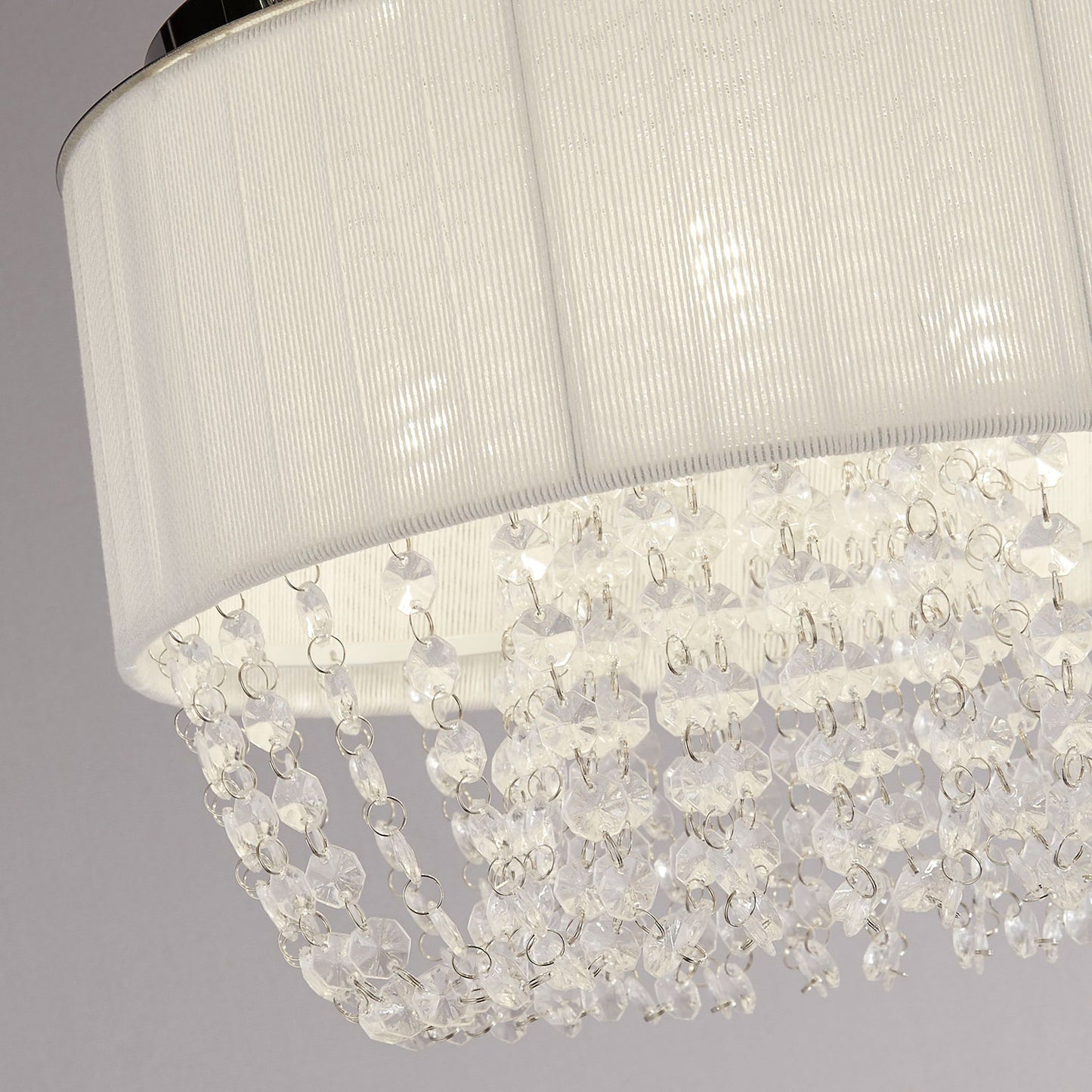 Luna White Ceiling Flush Light with Acrylic Drops