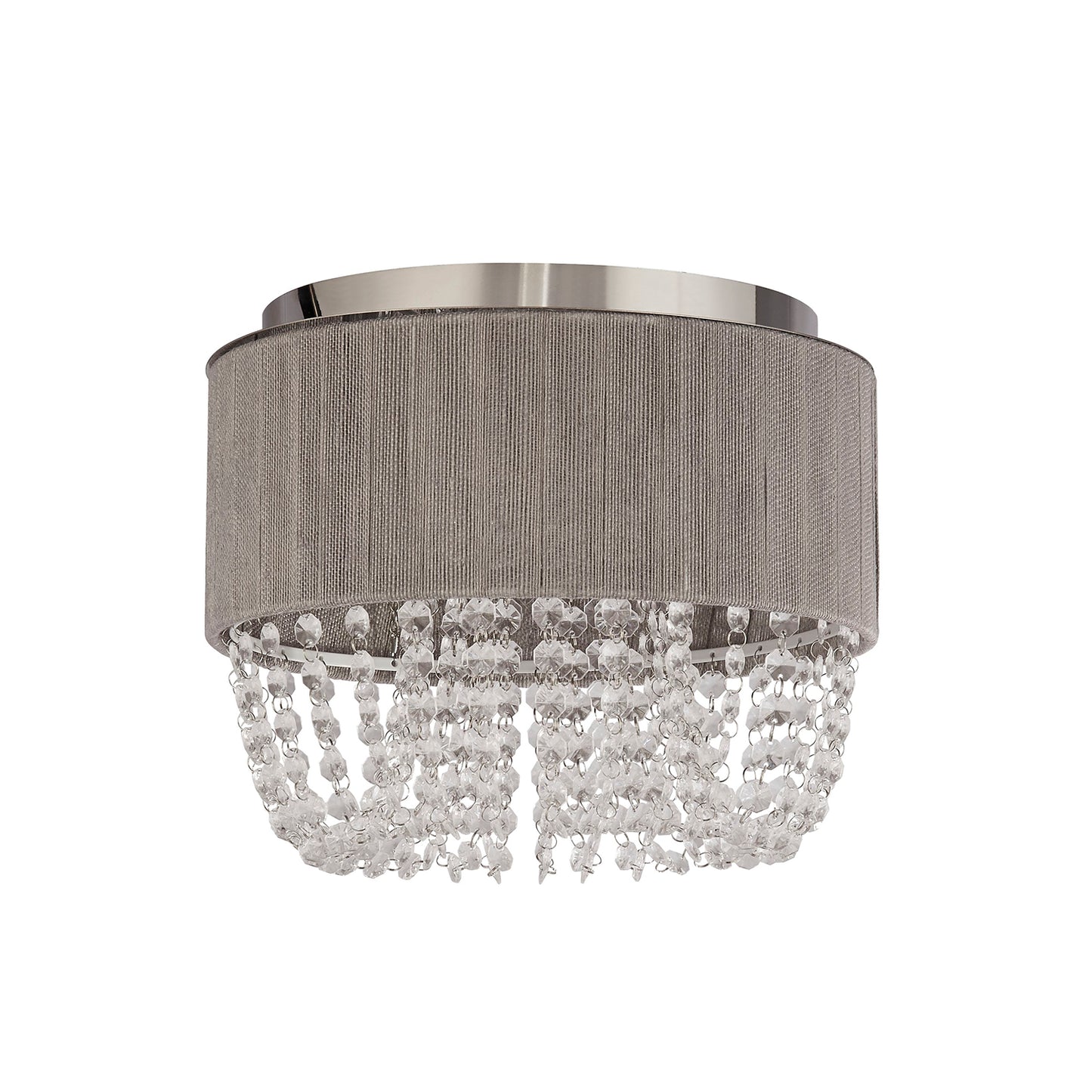 Luna Grey Ceiling Flush Light with Acrylic Drops