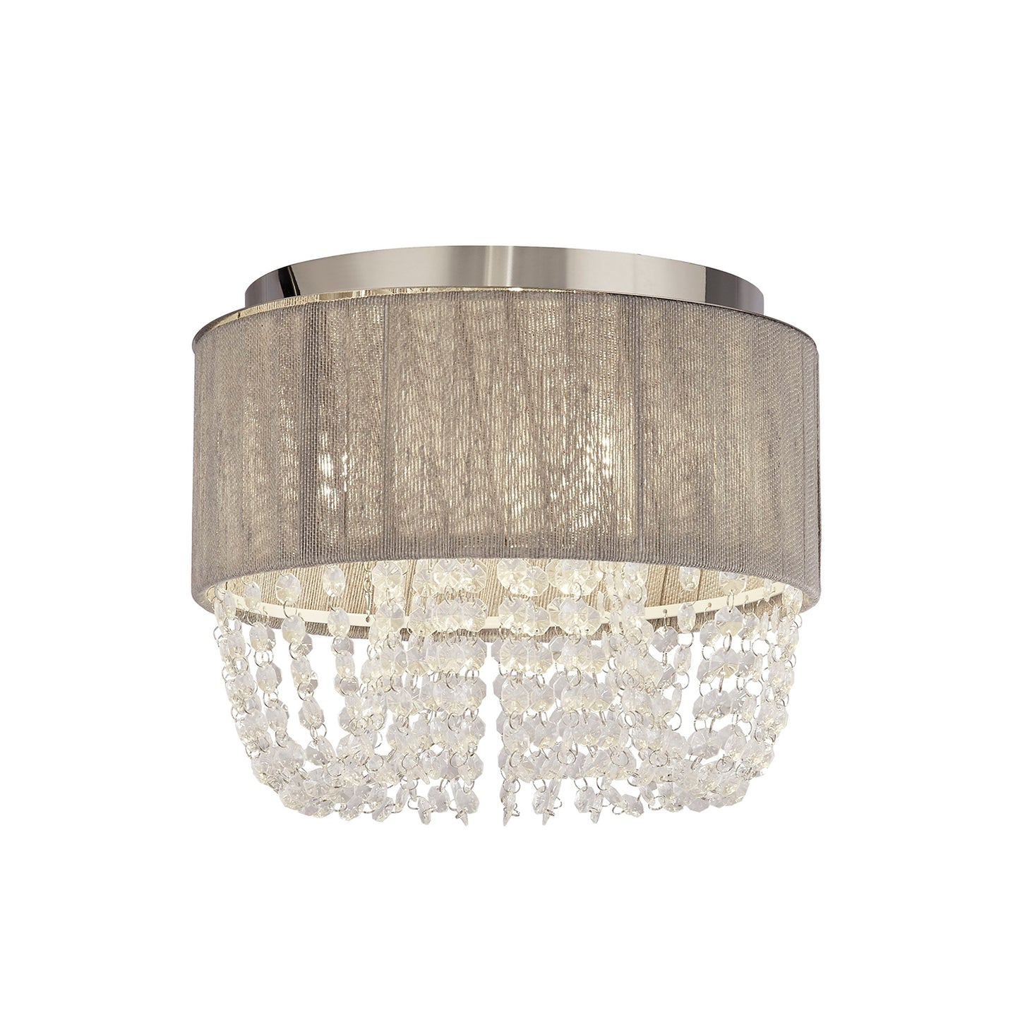 Luna Grey Ceiling Flush Light with Acrylic Drops