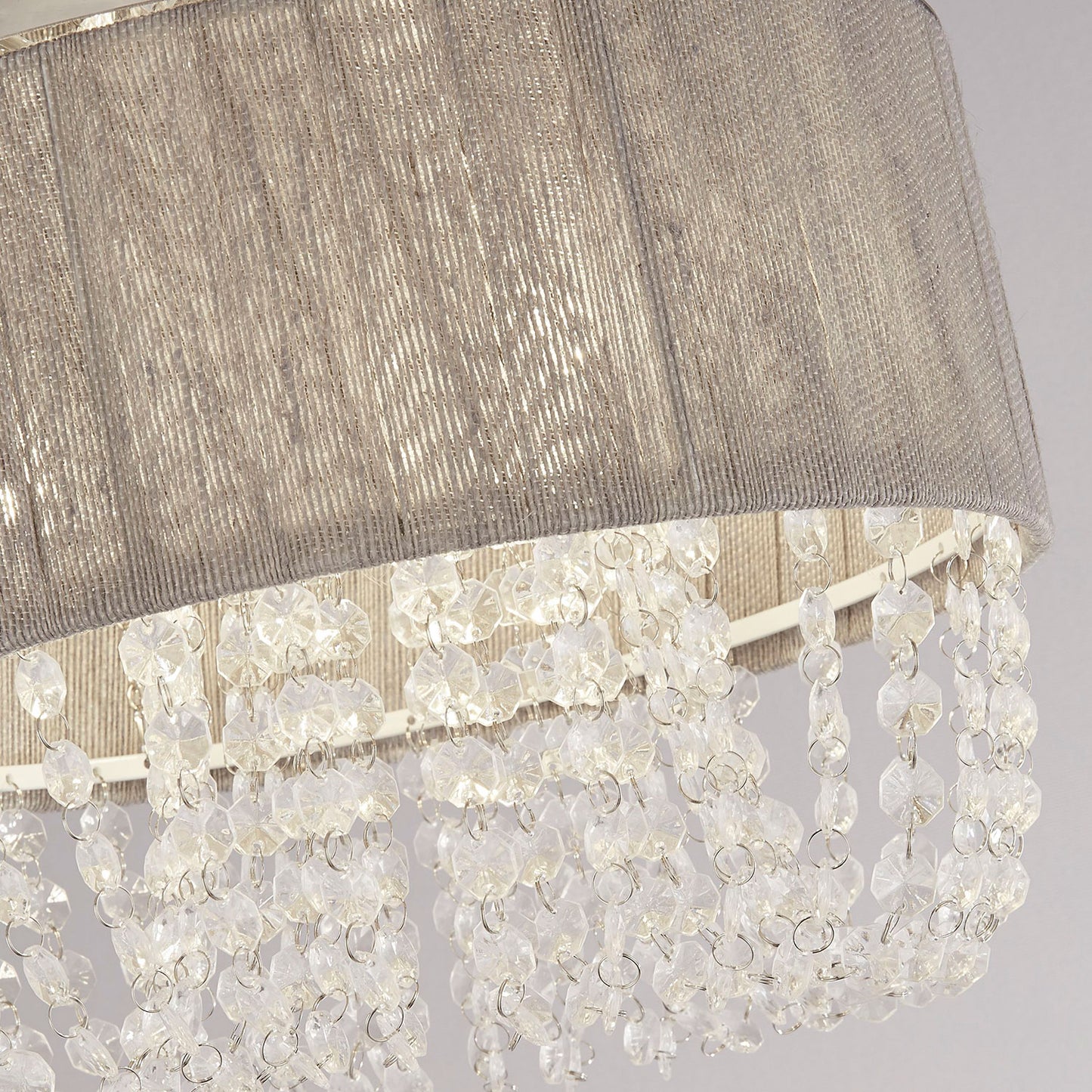 Luna Grey Ceiling Flush Light with Acrylic Drops