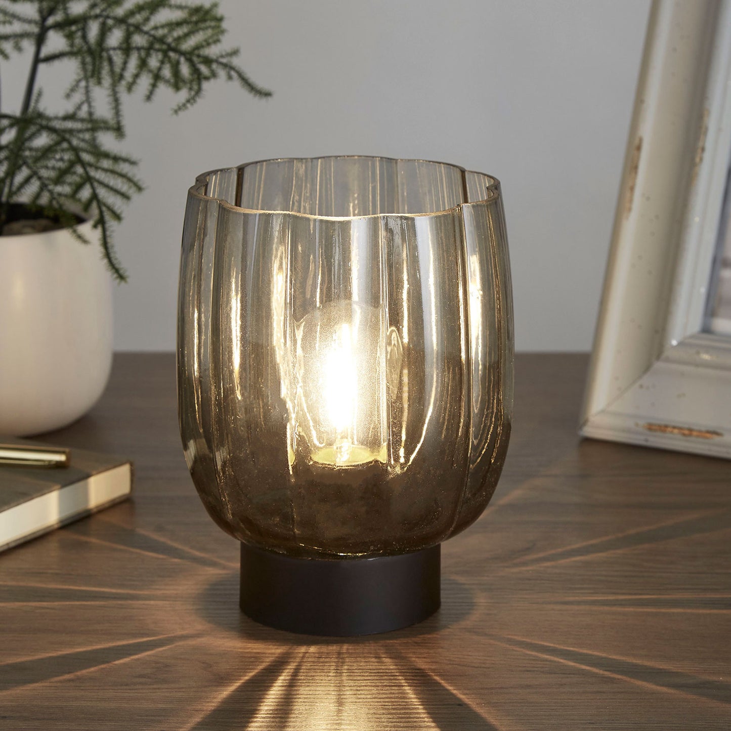 Eclipse Smoke Acrylic Battery Table Lamp