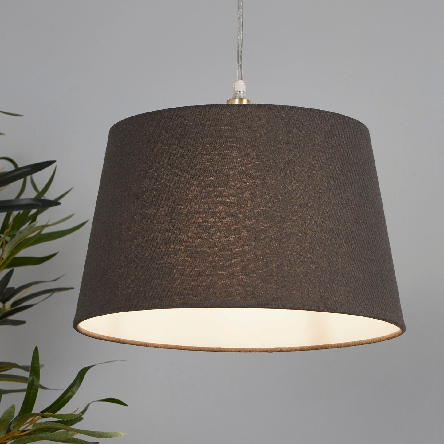 Oakfield Classic Grey Linen Tapered Drum Easy Fit Light Shade