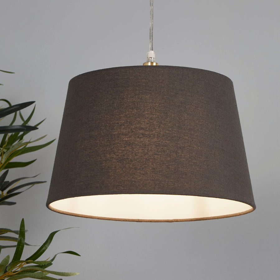 Oakfield Classic Grey Linen Tapered Drum Easy Fit Light Shade