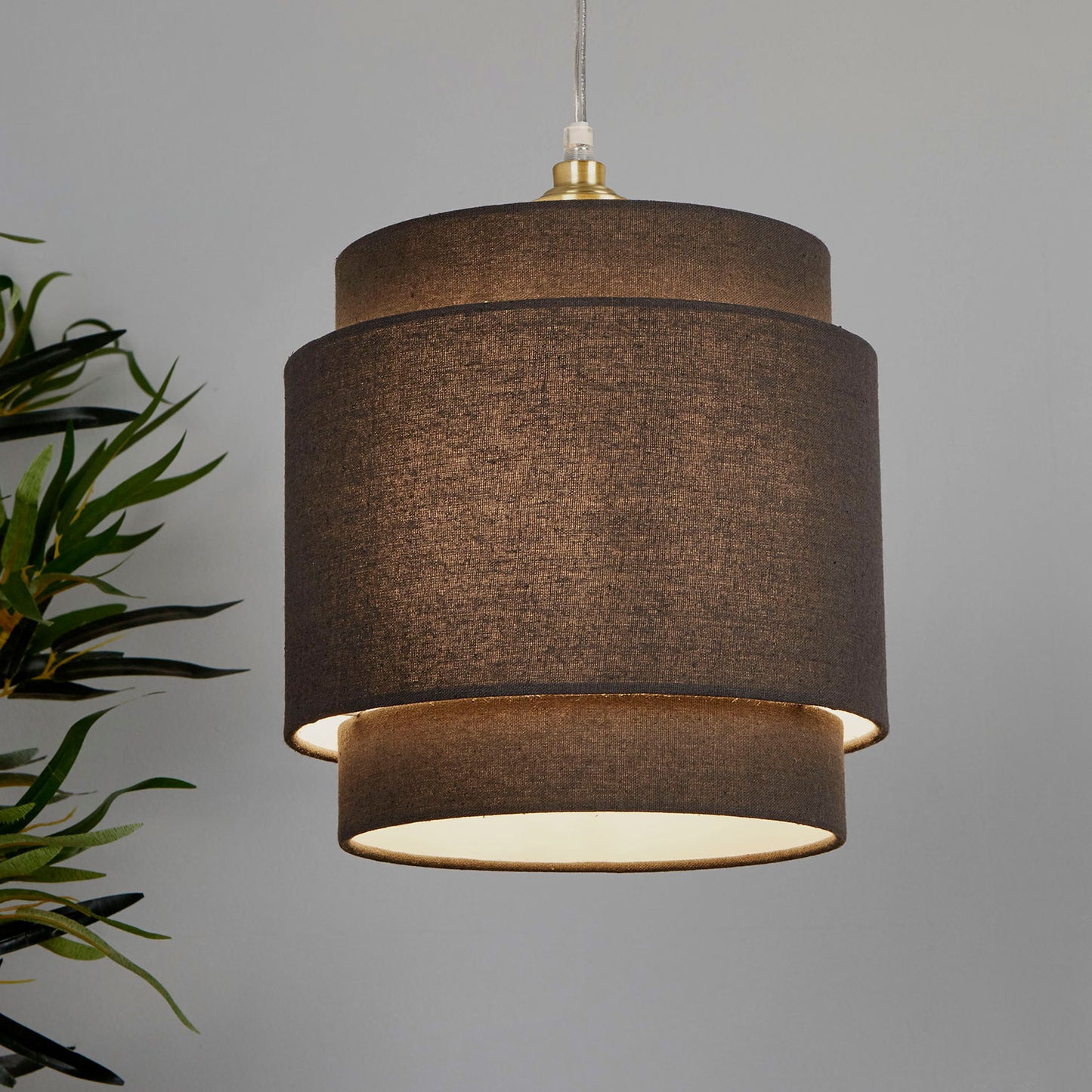 Oakfield Tiered Grey Linen Easy Fit Light Shade