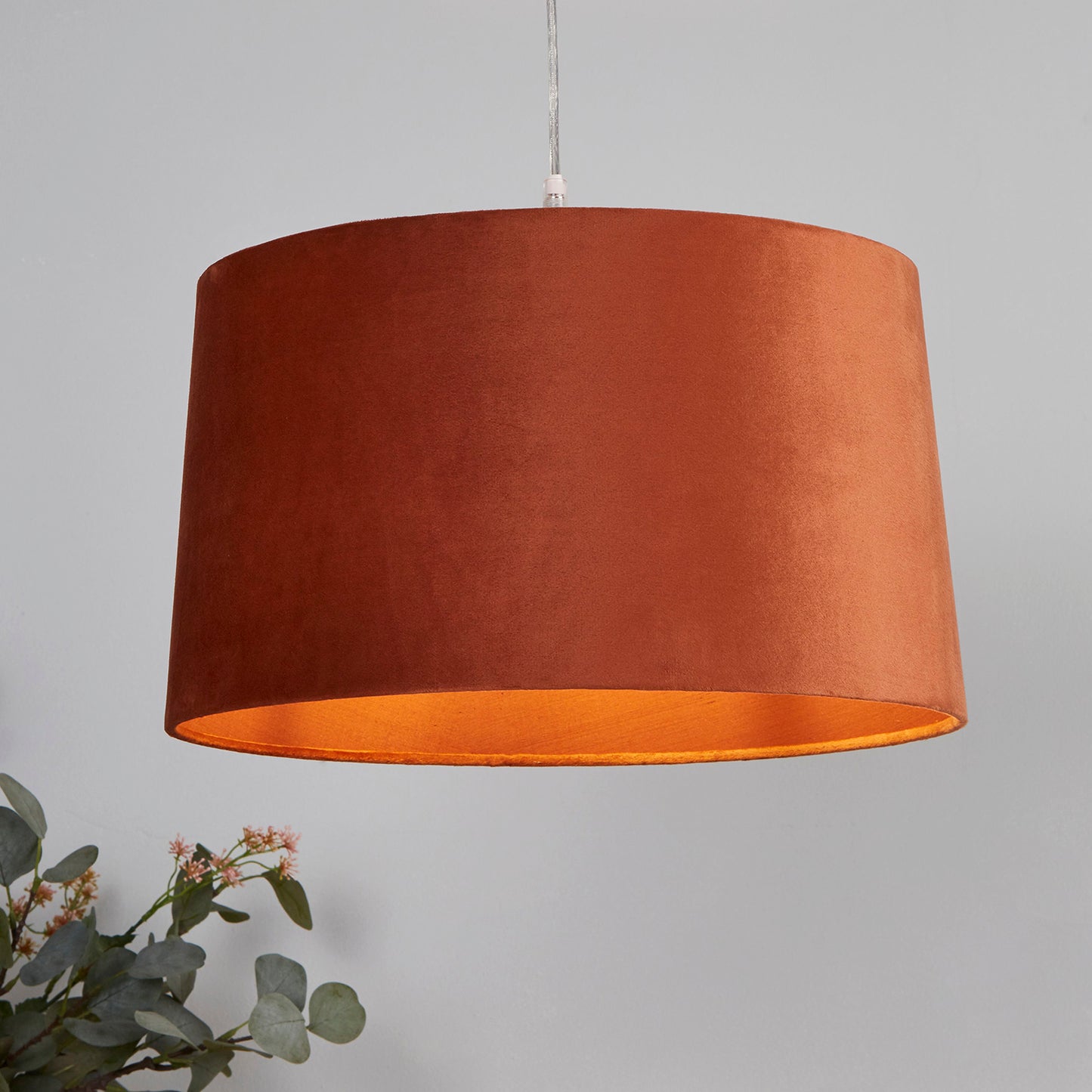 Orange Velour Velvet Tapered Drum Easy Fit Light Shade