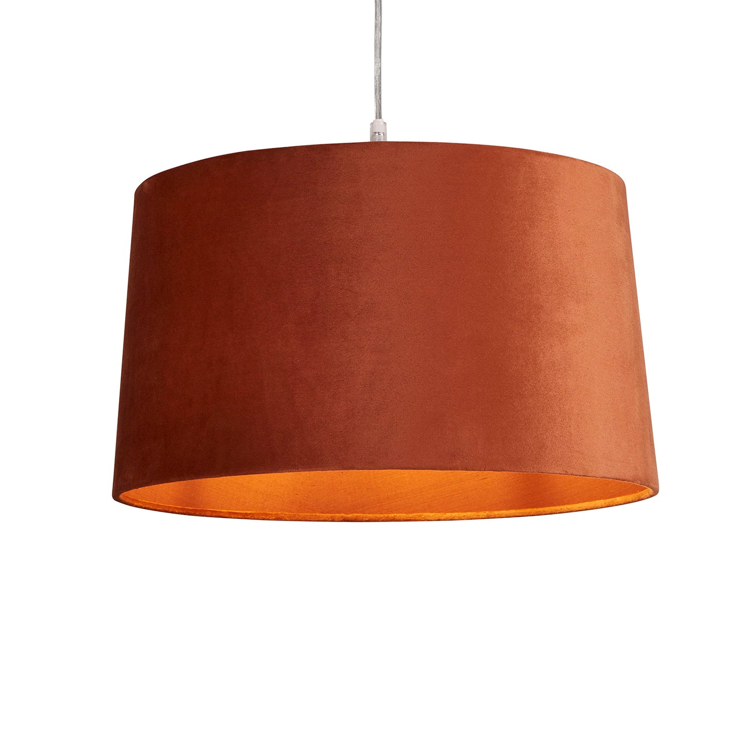 Orange Velour Velvet Tapered Drum Easy Fit Light Shade