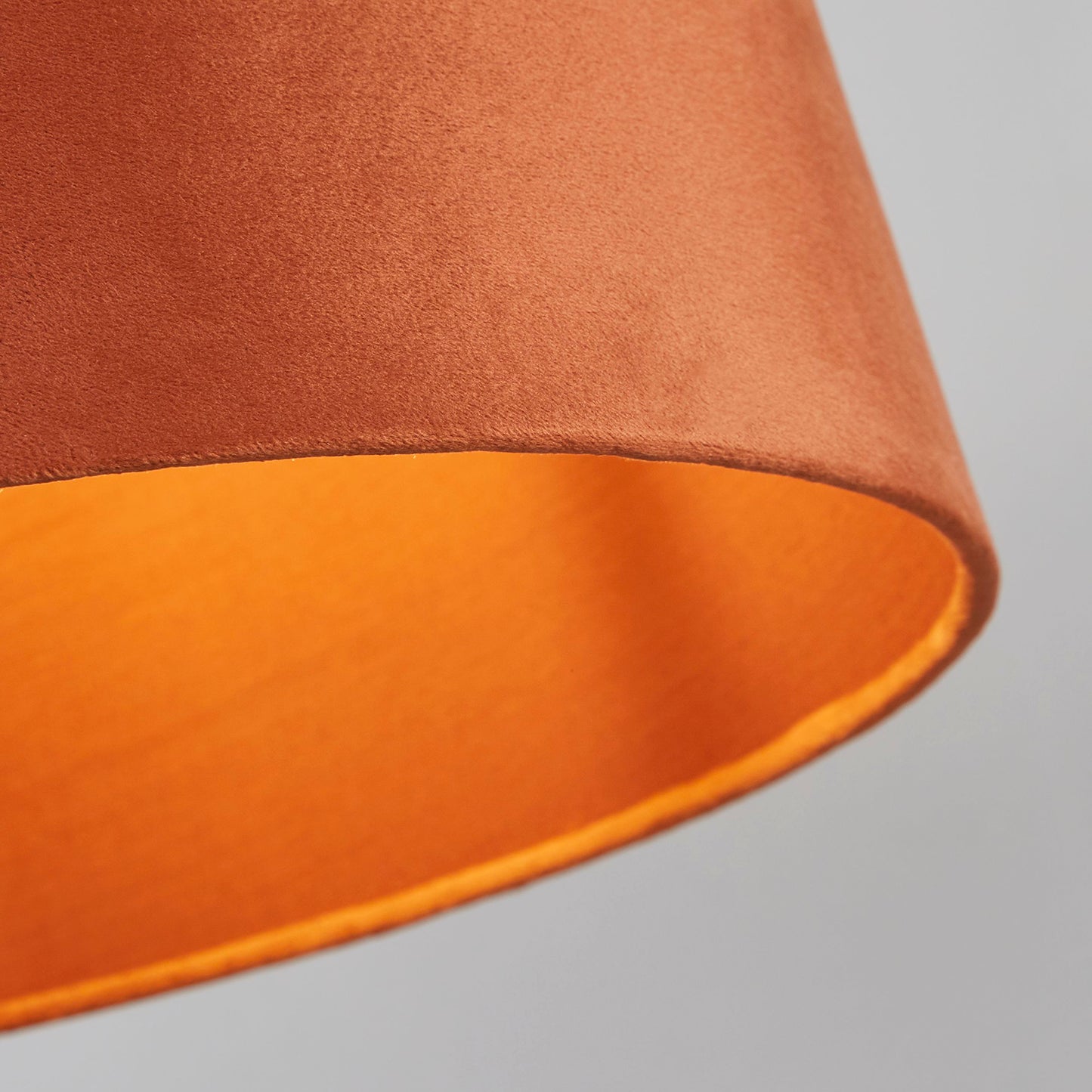 Orange Velour Velvet Tapered Drum Easy Fit Light Shade