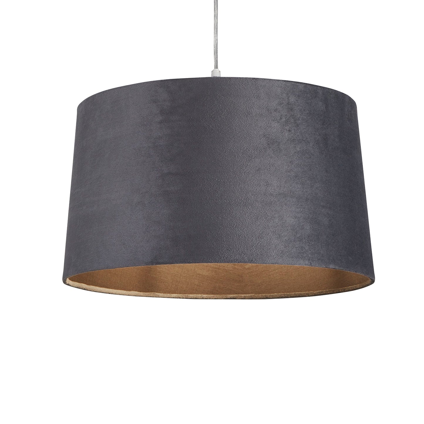 Velour Grey Velvet Tapered Easy Fit Drum Light Shade