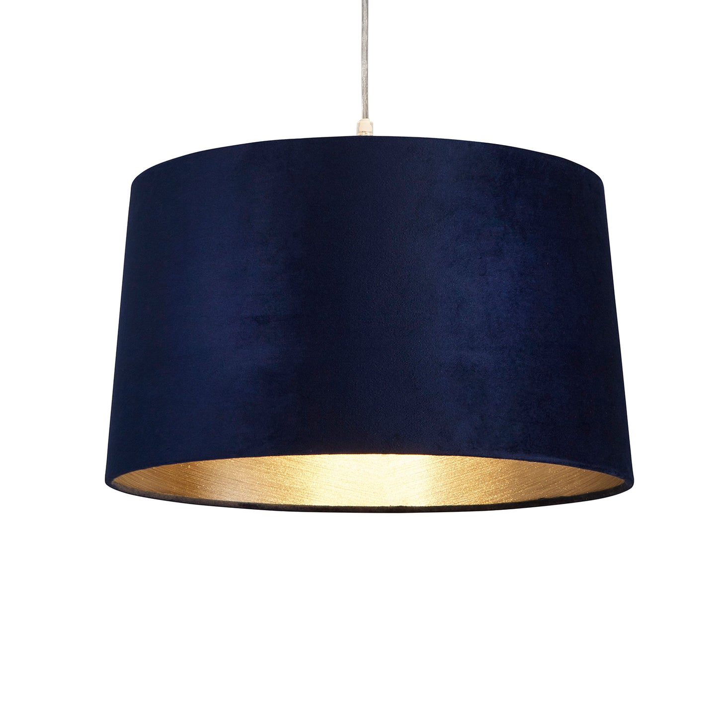 Navy Velour Velvet Tapered Drum Easy Fit Light Shade