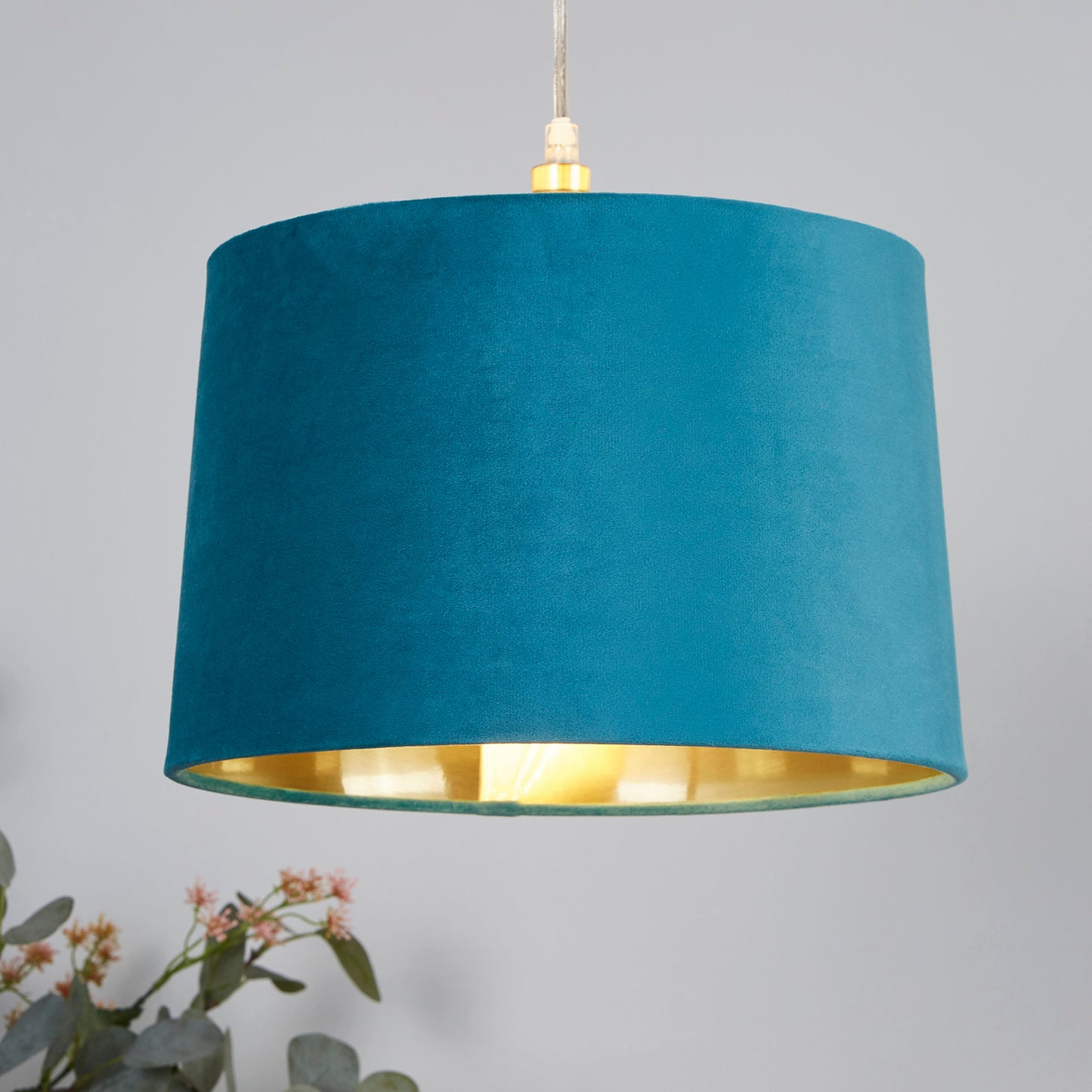 Teal Velour Velvet Tapered Drum Easy Fit Light Shade