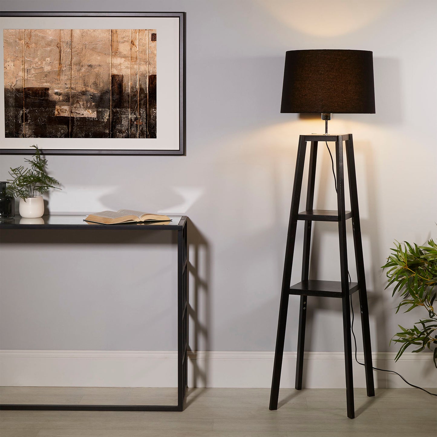 Tower Shelf Light Black Floor Lamp