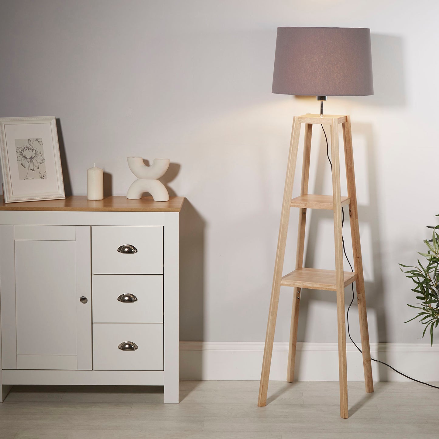 Tower Light Lamp with Built in Shelves