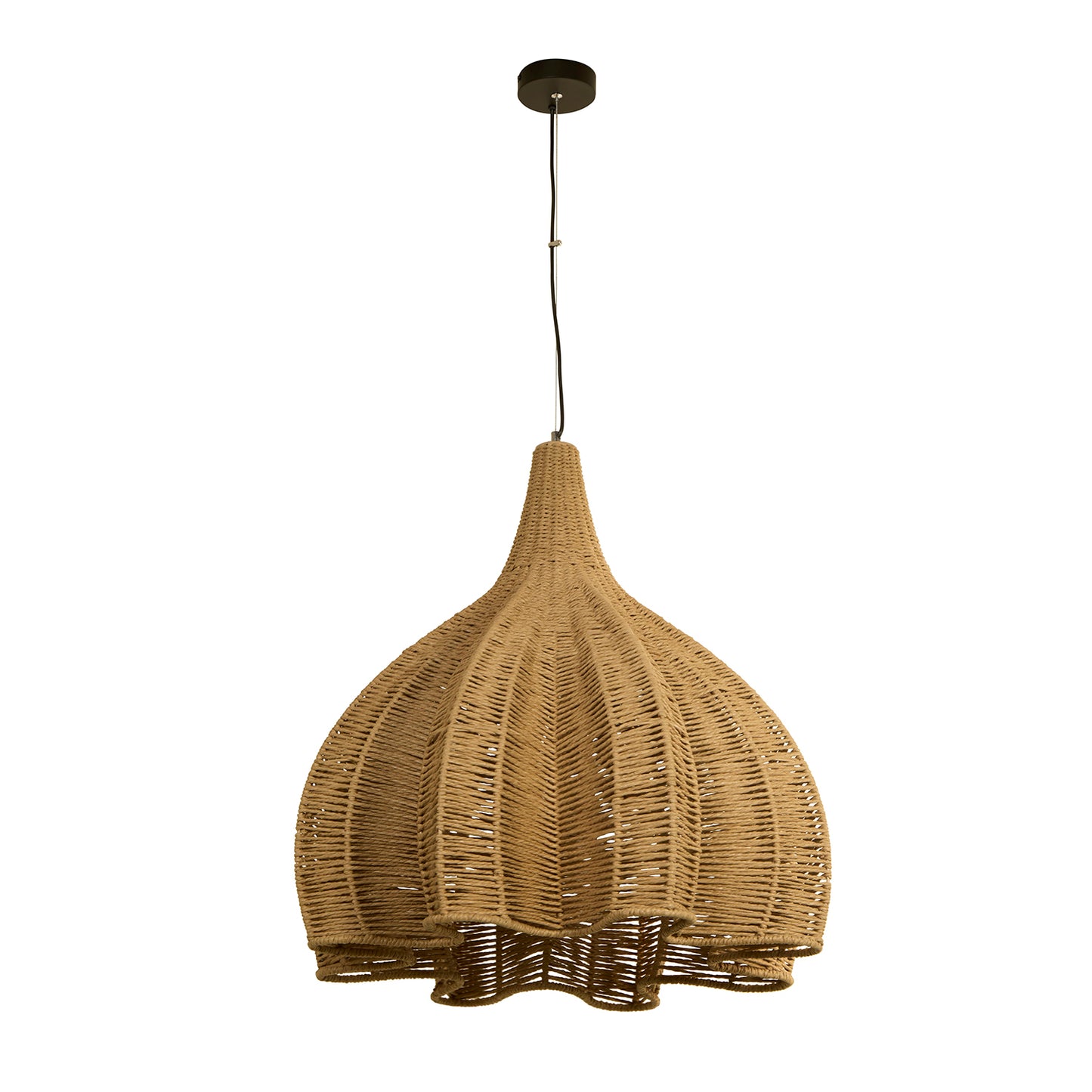 Harvest Scallop Woven Rattan Shade Pendant Light