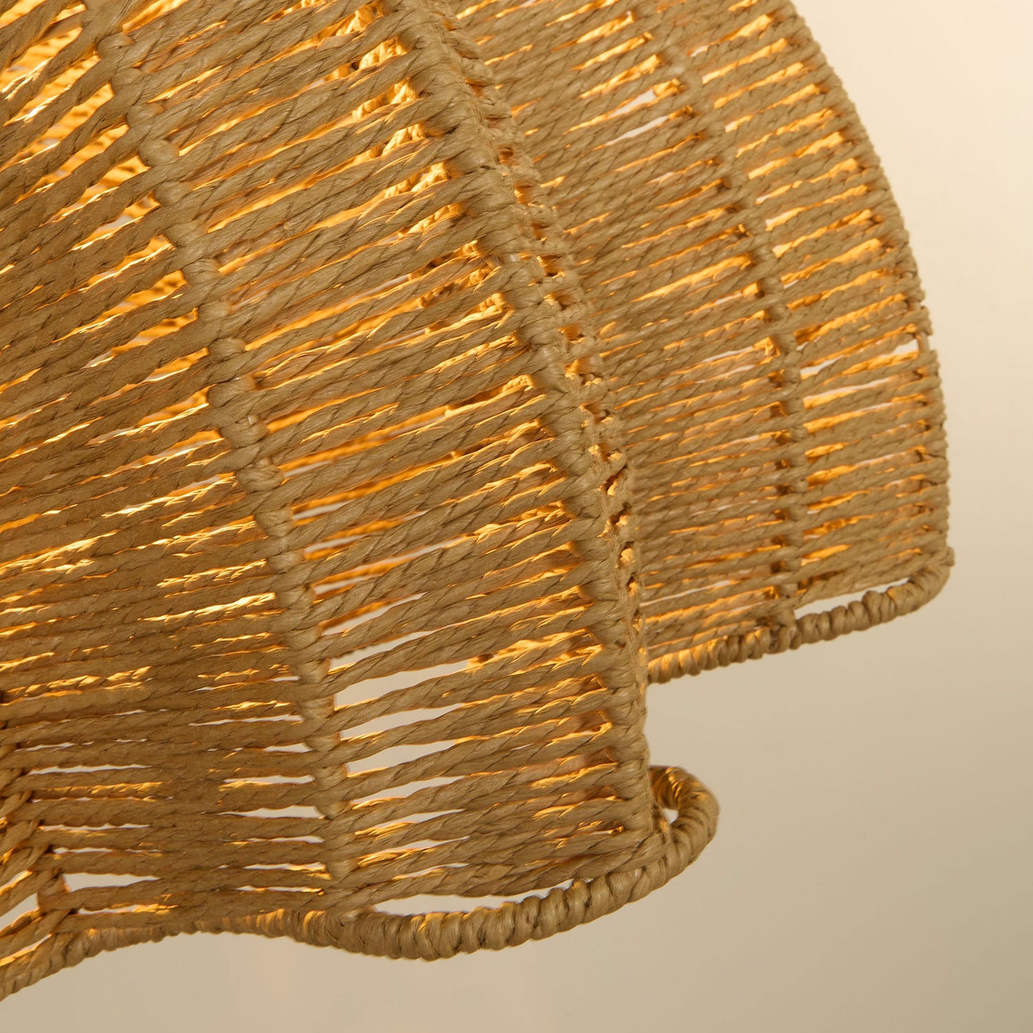 Harvest Scallop Woven Rattan Shade Pendant Light