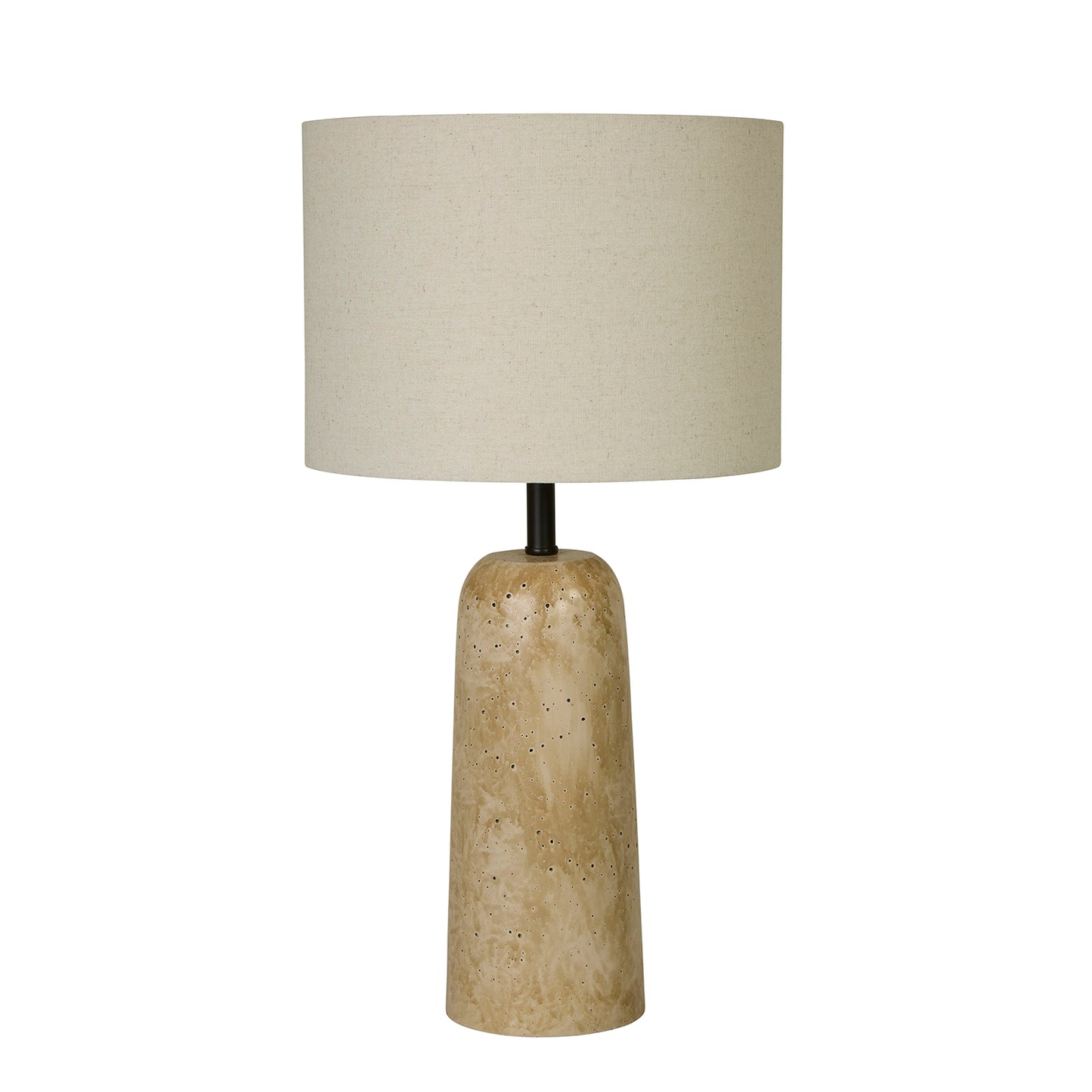 Travertine Base Table Lamp with Linen Shade