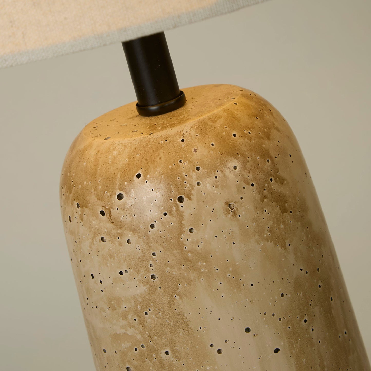 Travertine Base Table Lamp with Linen Shade
