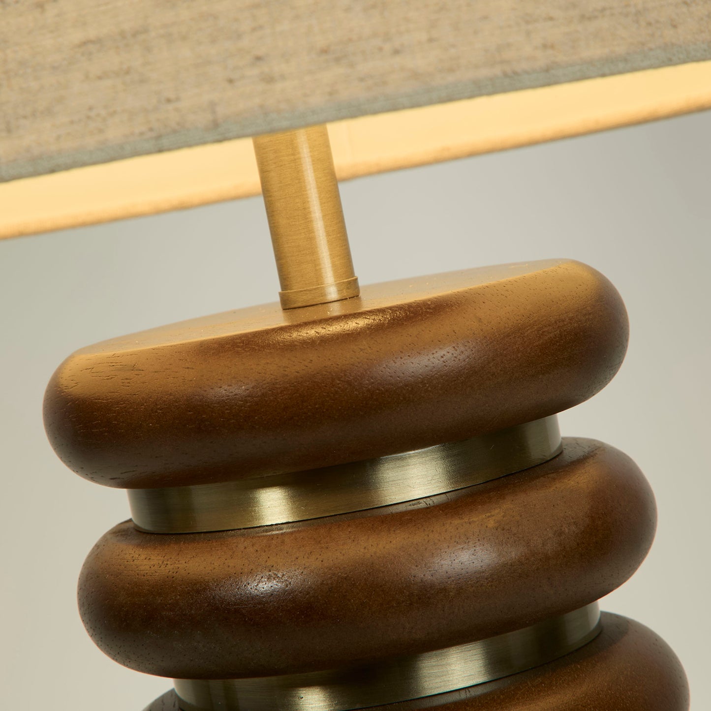 Cosy Ribbed Wood Table Lamp with Natural Linen Shade