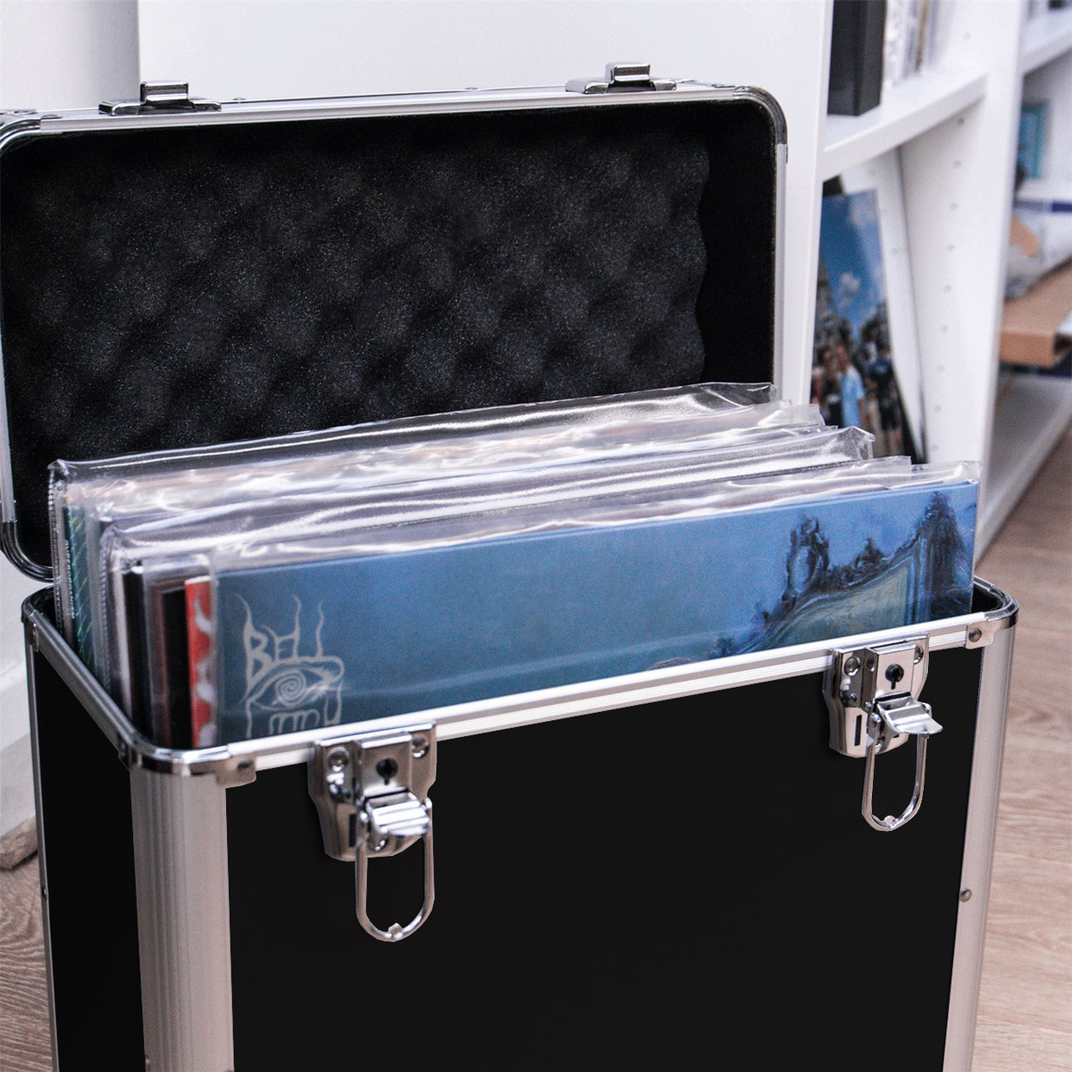 Black Vinyl LP Record Storage Case
