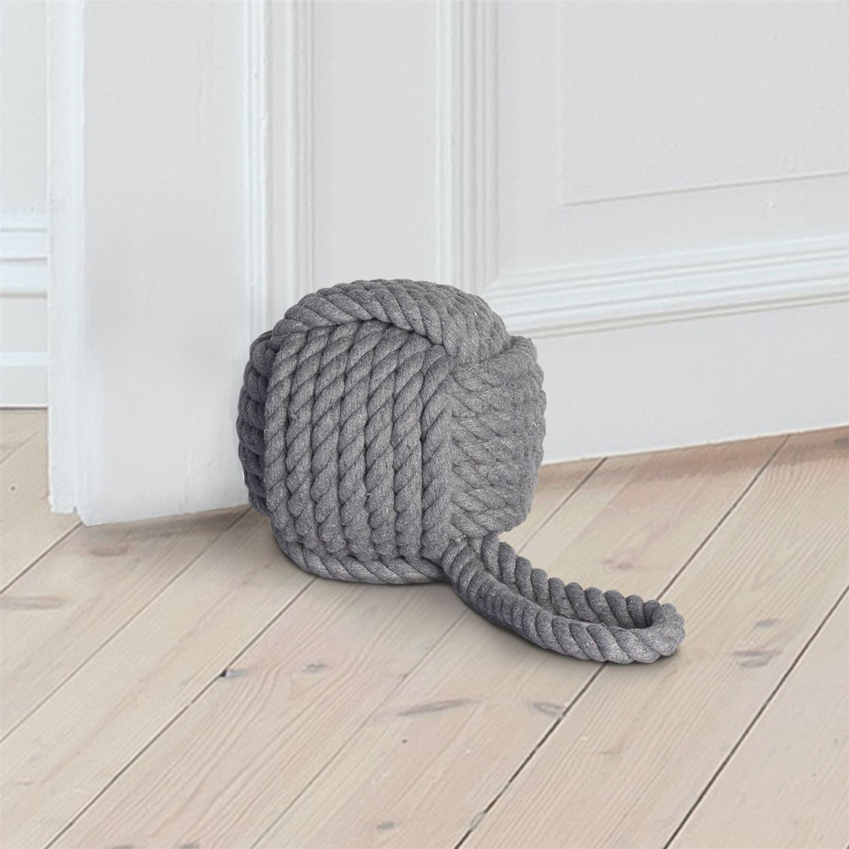 Rope Knot Door Stop Grey