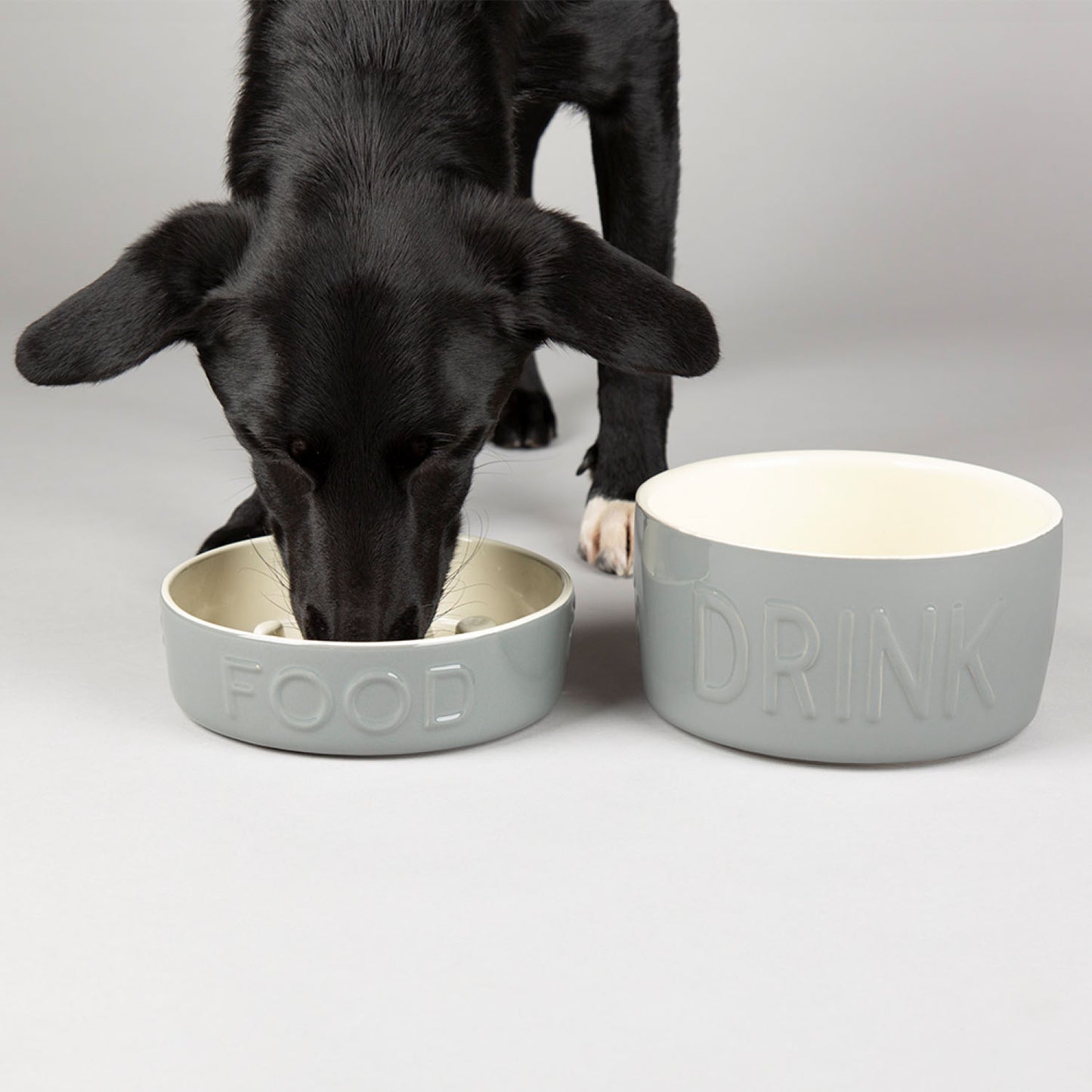 Scruffs Grey Classic Slow Feeder & Drink Bowl Set For Dogs