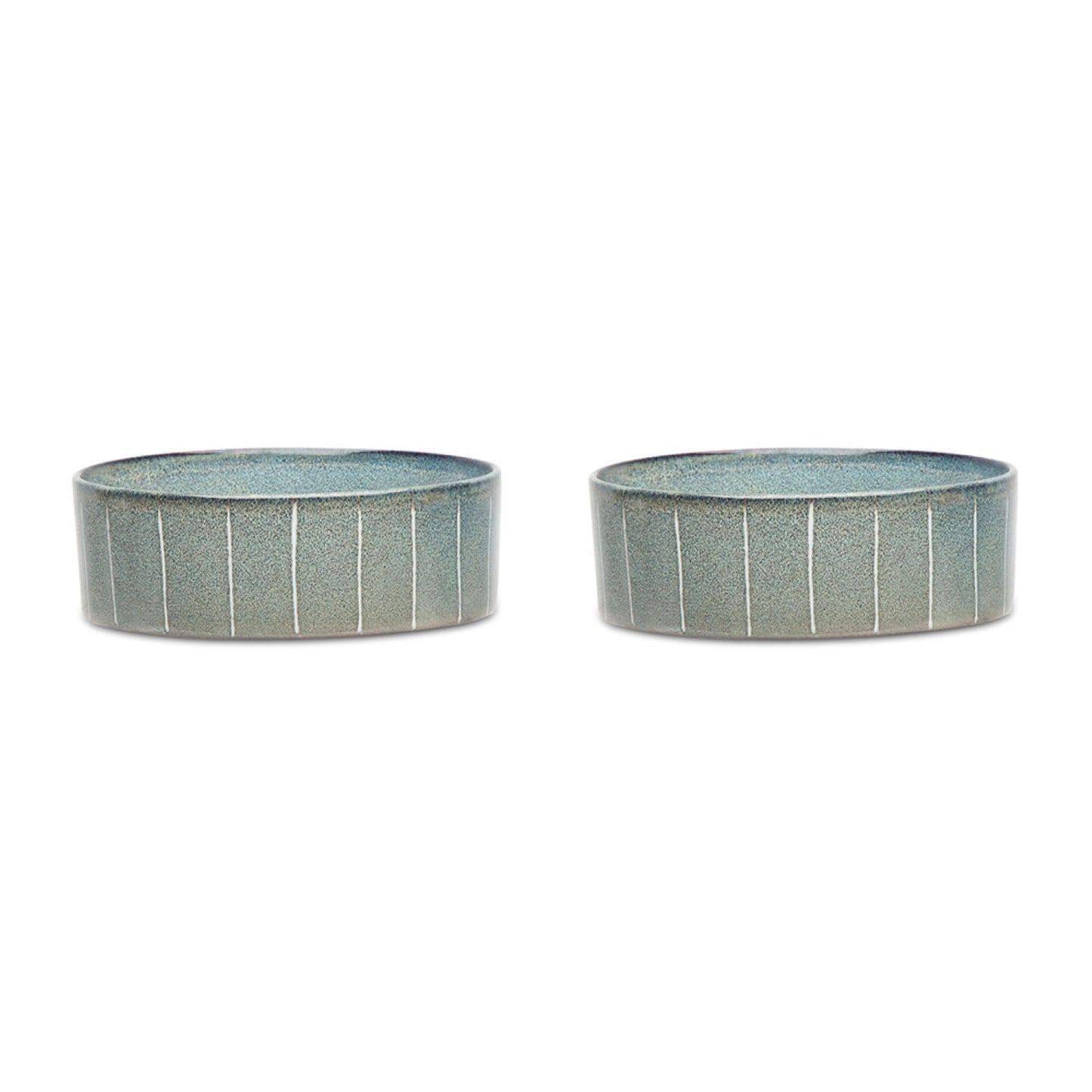 Scruffs Ceramic Heavy Duty Grey Pinstripe Reactive Glaze Dog Bowls (2pc Set)