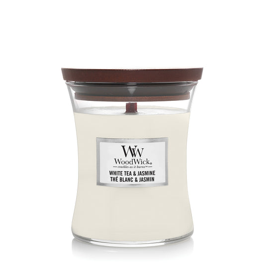 Woodwick White Tea & Jasmine Medium Hourglass Candle