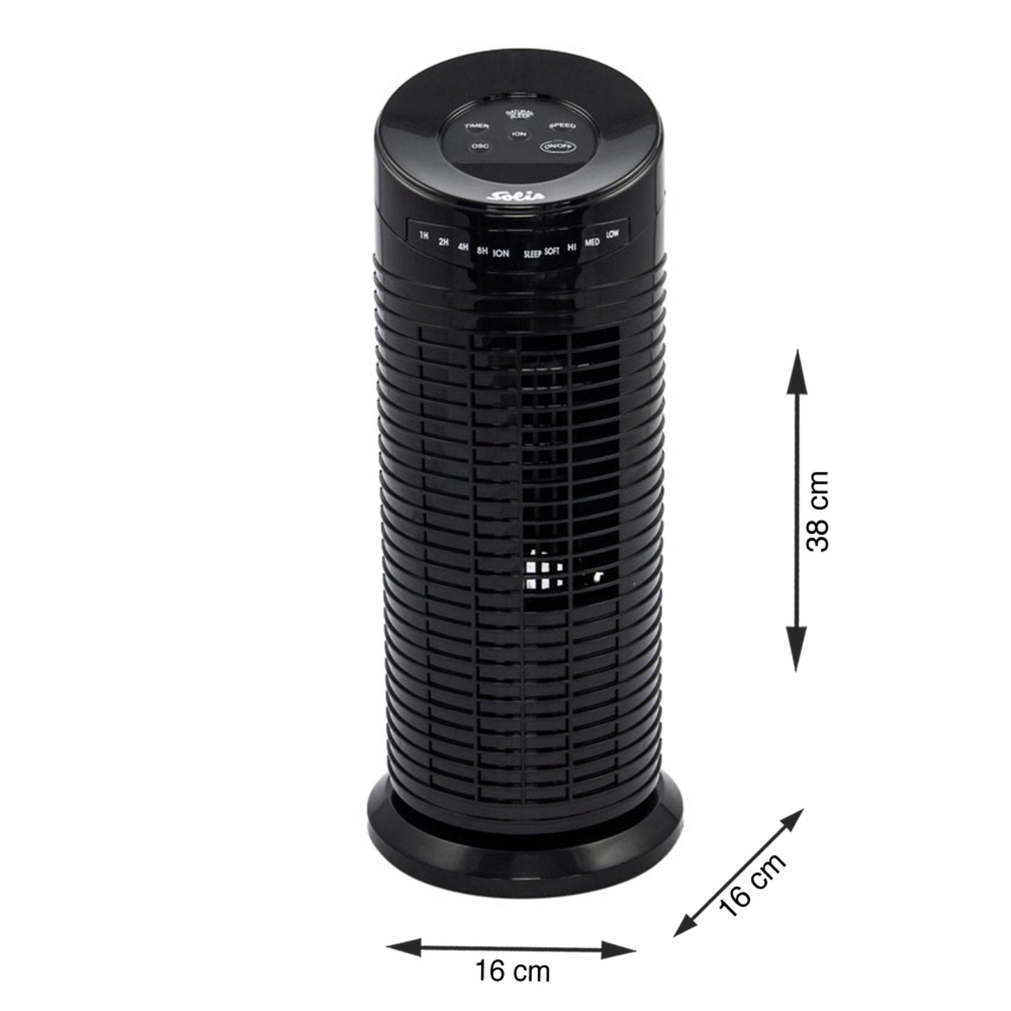 Solis Black Mini Tower Ventilator Fan