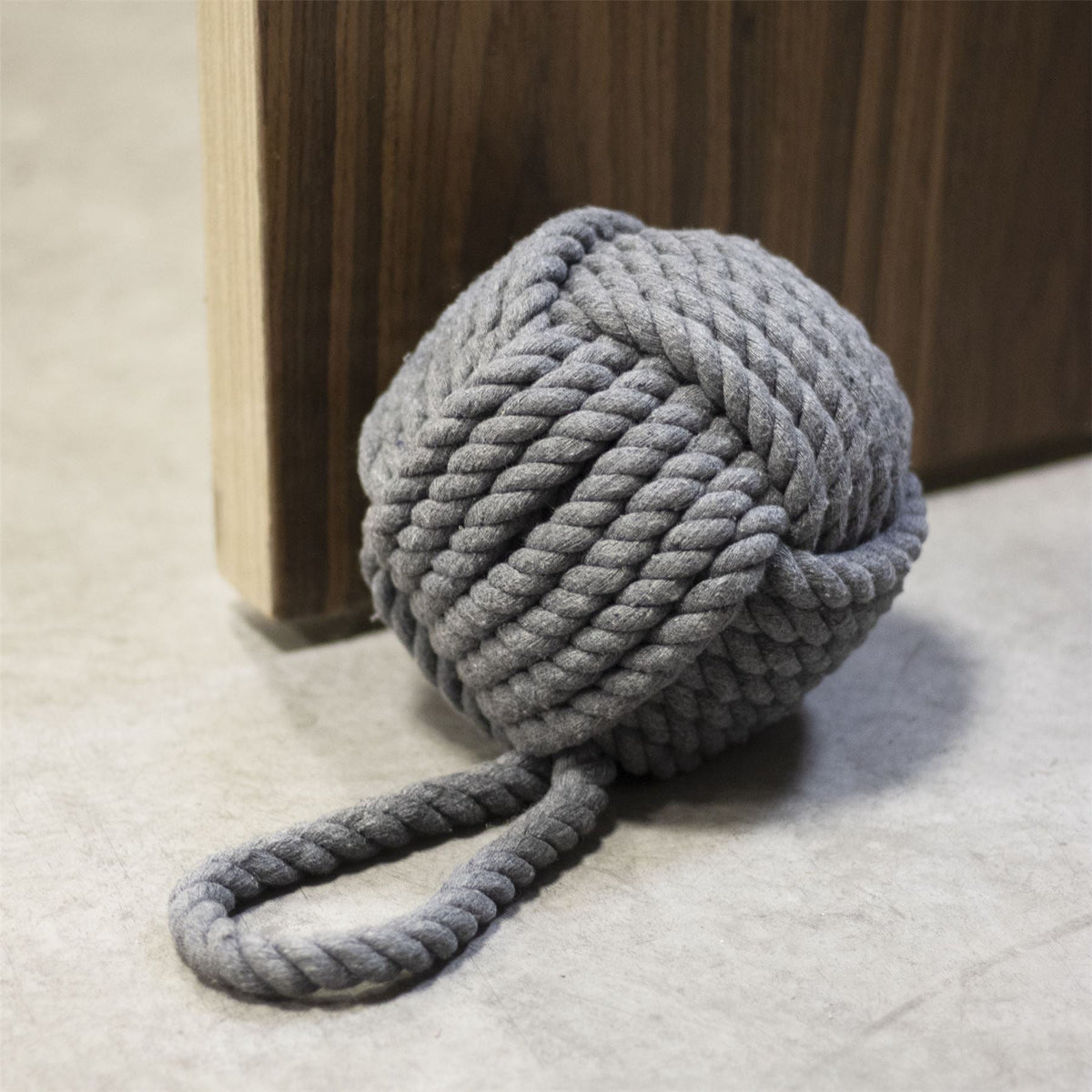 Rope Knot Door Stop Grey