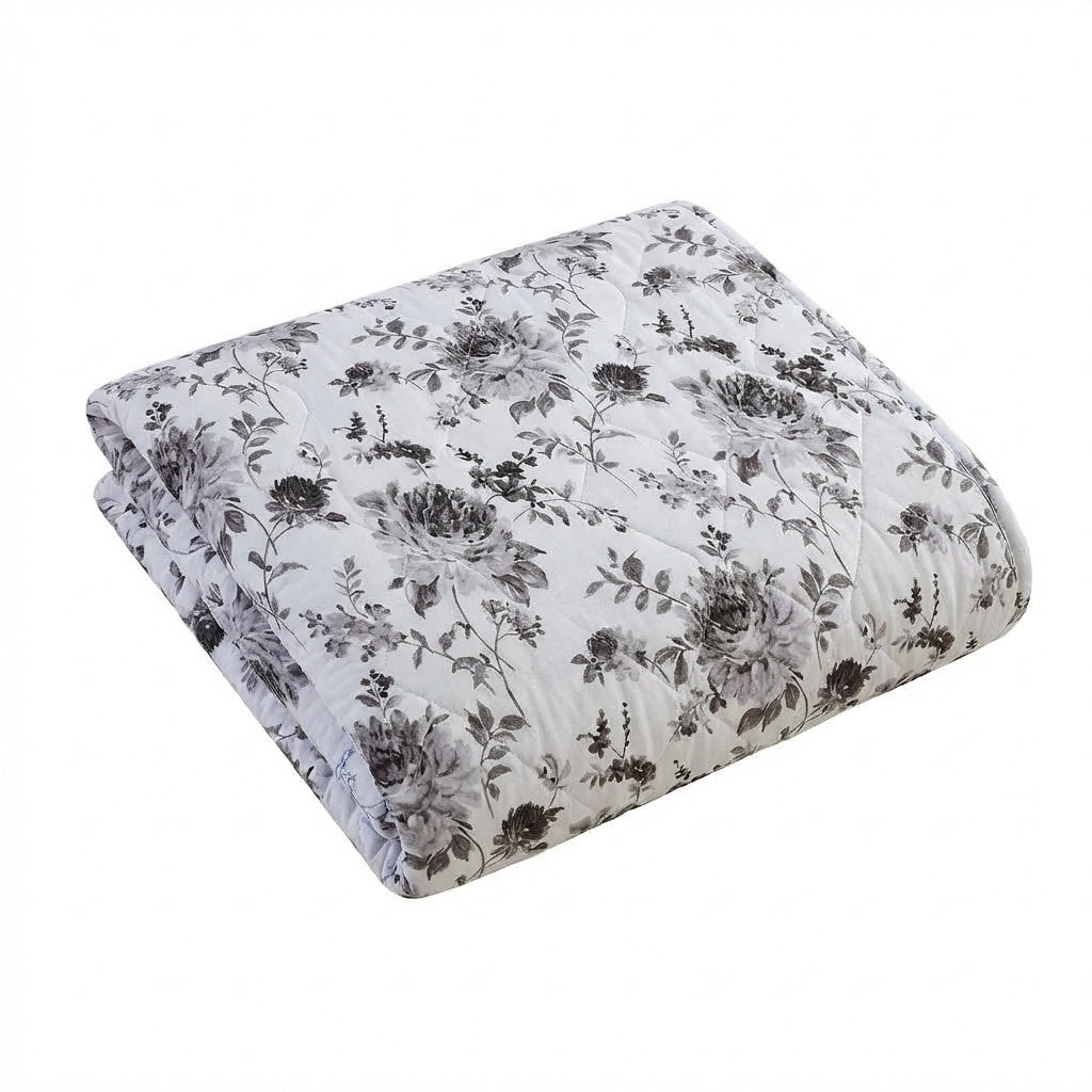 Verity Mono Floral Cotton Throw (240cm x 160cm)