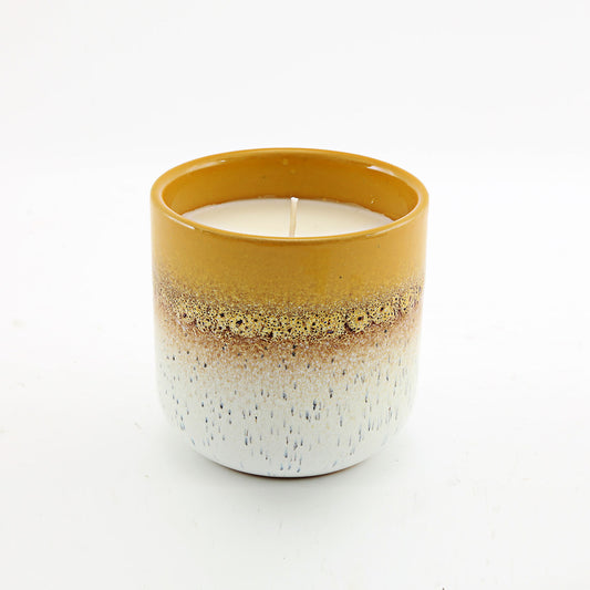 Ochre Yellow Speckled Porcelain Candle