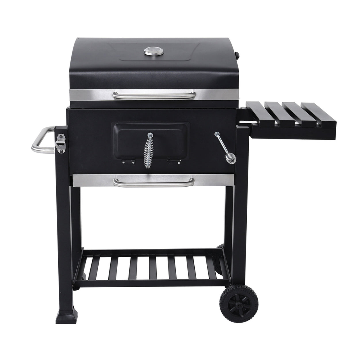 Black Charcoal BBQ Grill with Portable Trolley