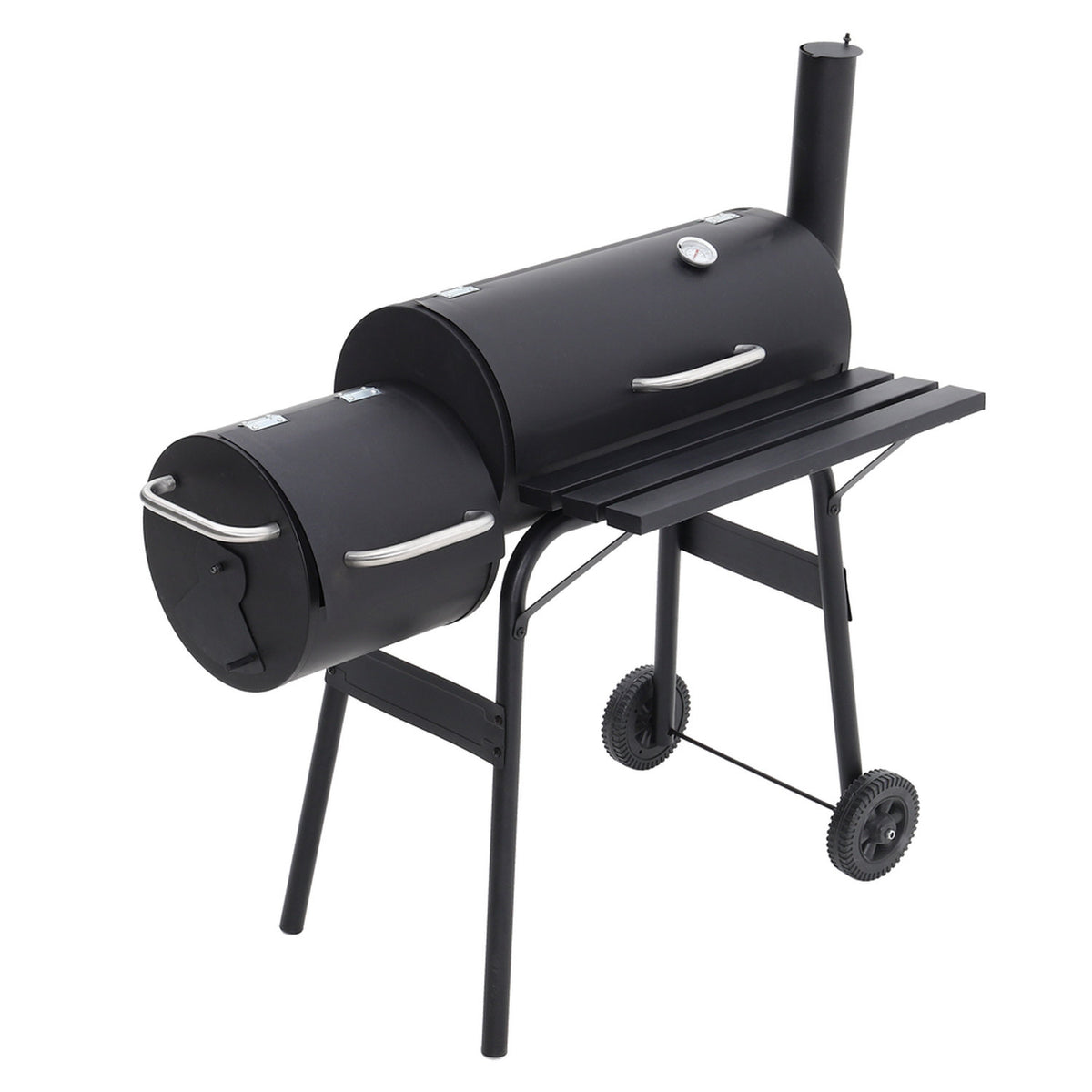 Black Charcoal 2 In 1 BBQ Barrel Grill with Smoker