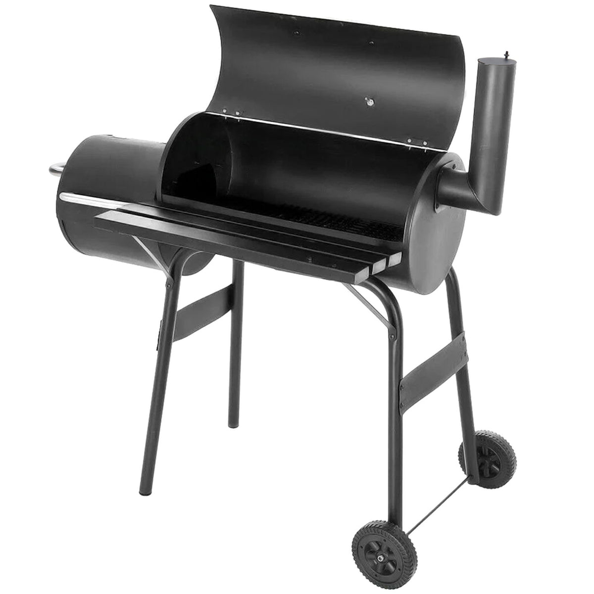 Black Charcoal 2 In 1 BBQ Barrel Grill with Smoker