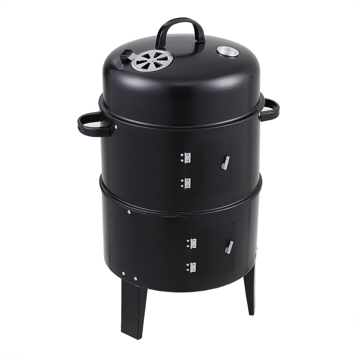 3 in 1 Portable Charcoal Smoker Grill with Thermometer