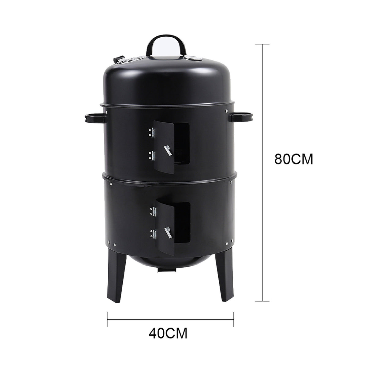 3 in 1 Portable Charcoal Smoker Grill with Thermometer