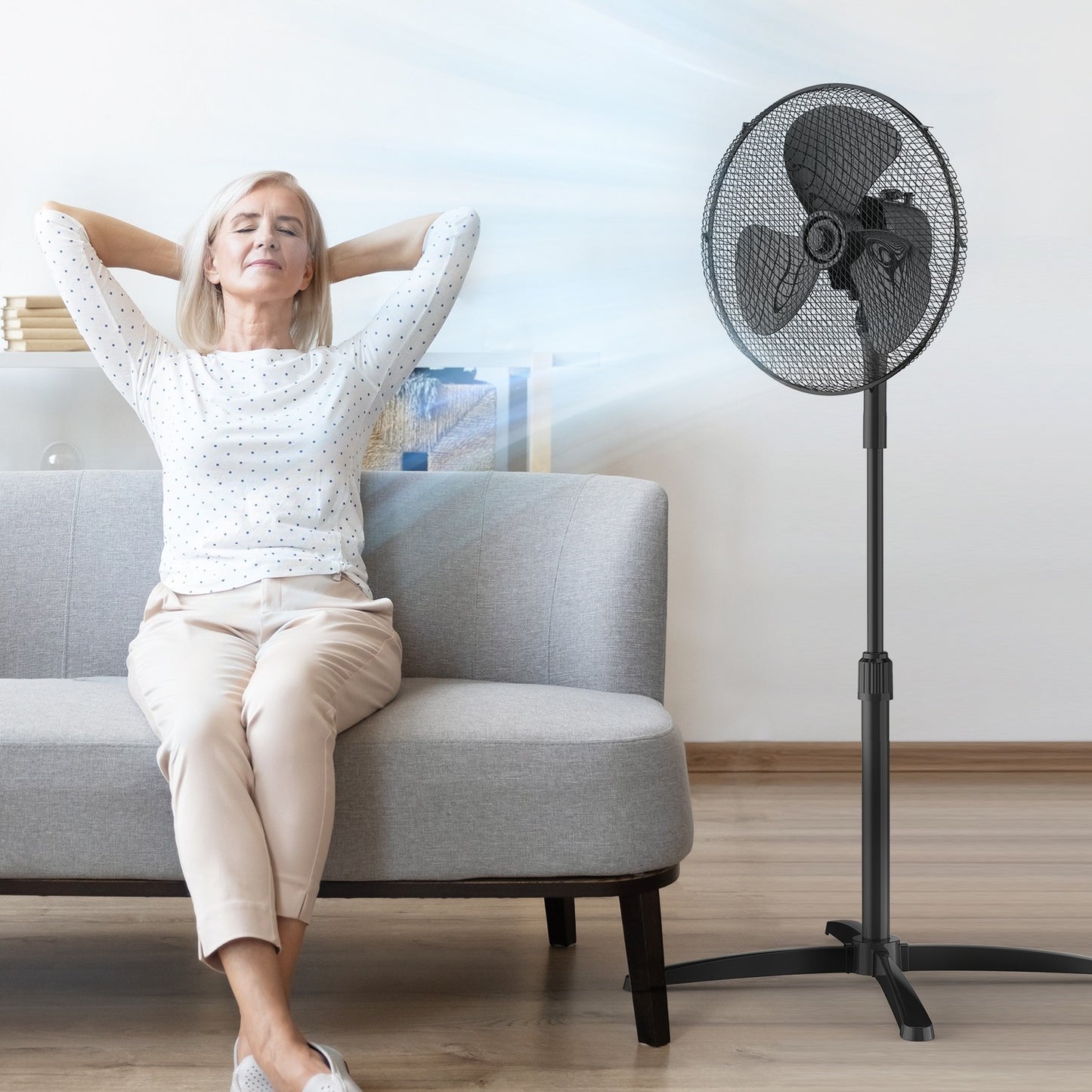 Black Midea 3 Speed Pedestal Fan