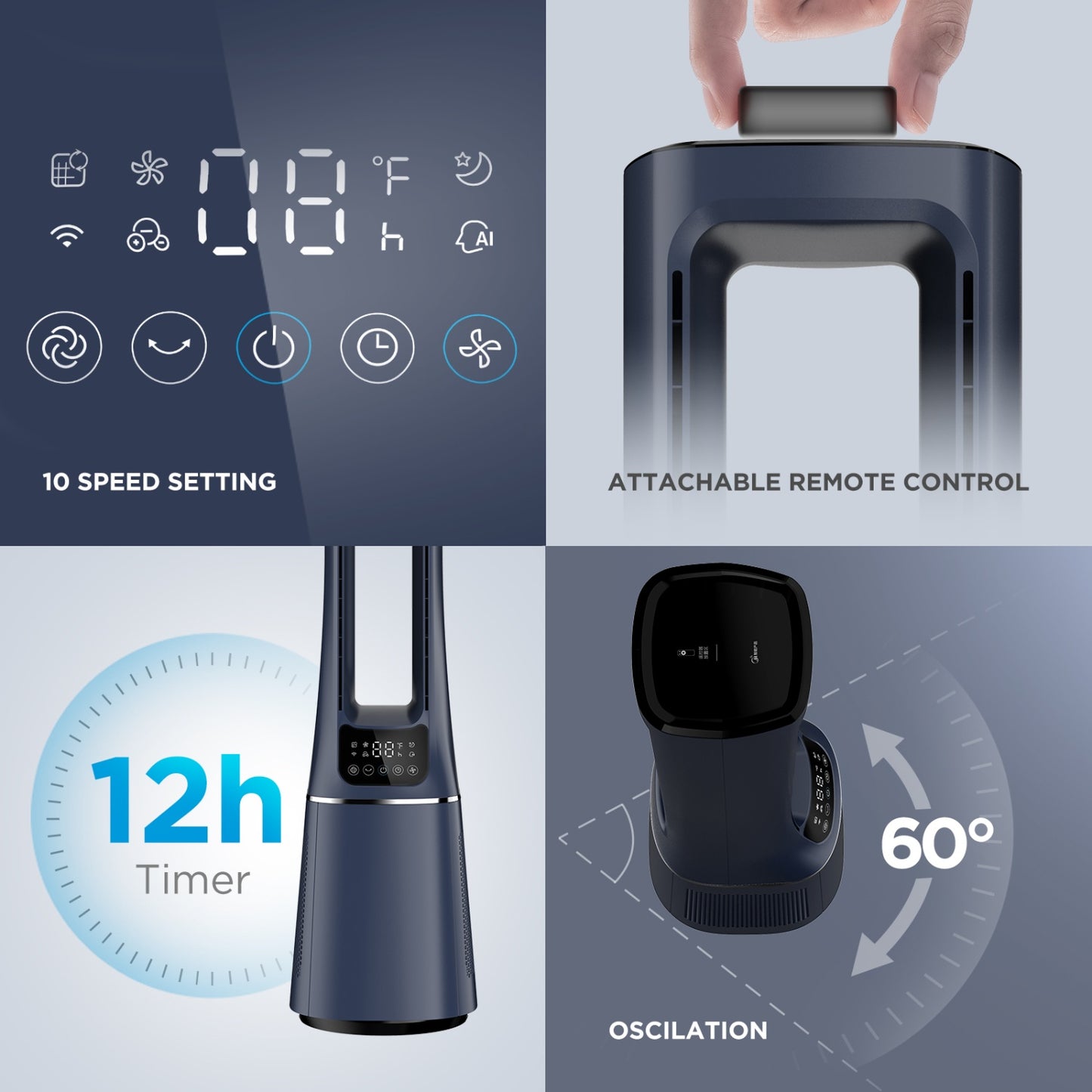 Midea 2-in-1 Bladeless Air Purifier Tower Fan