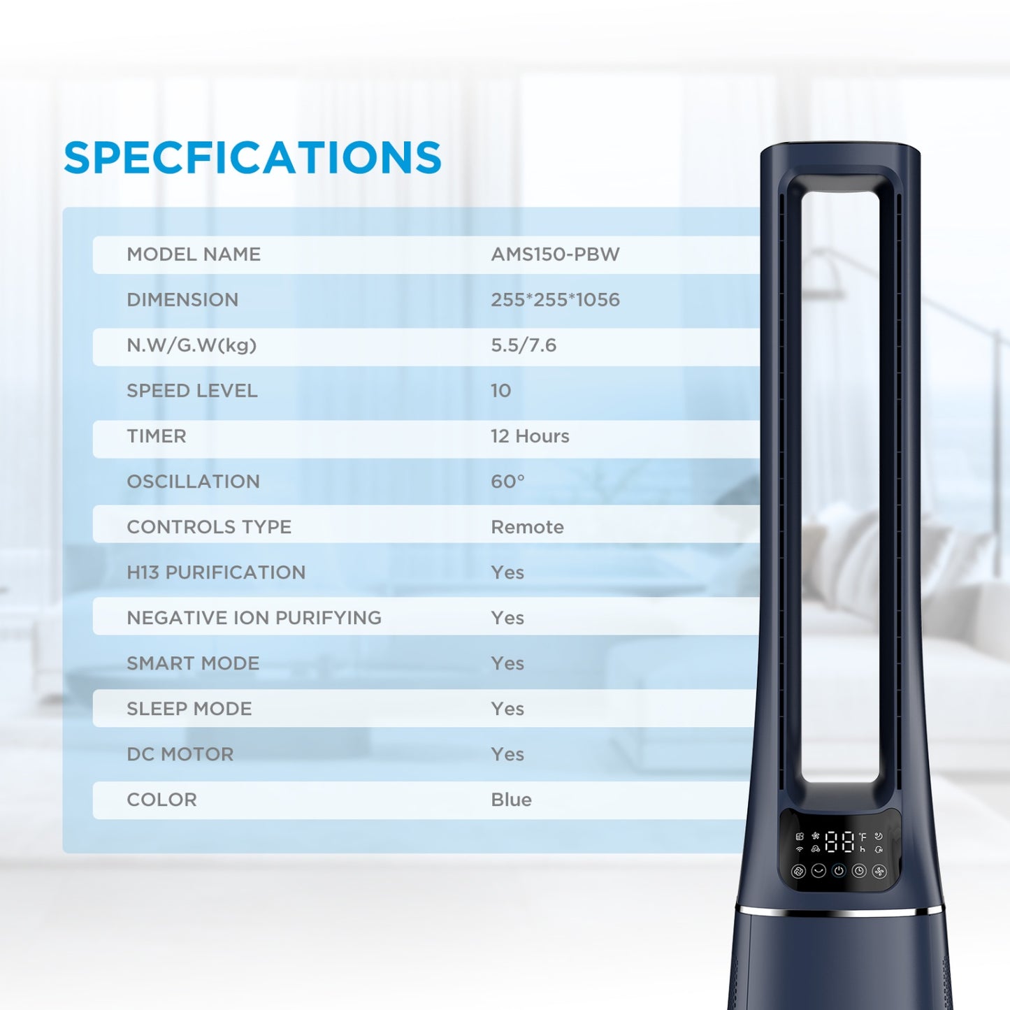Midea 2-in-1 Bladeless Air Purifier Tower Fan