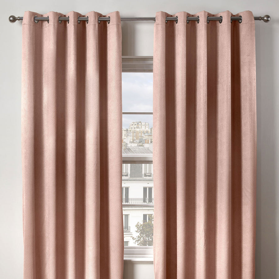 Ambiance Blush Pink Thermal Eyelet Curtains