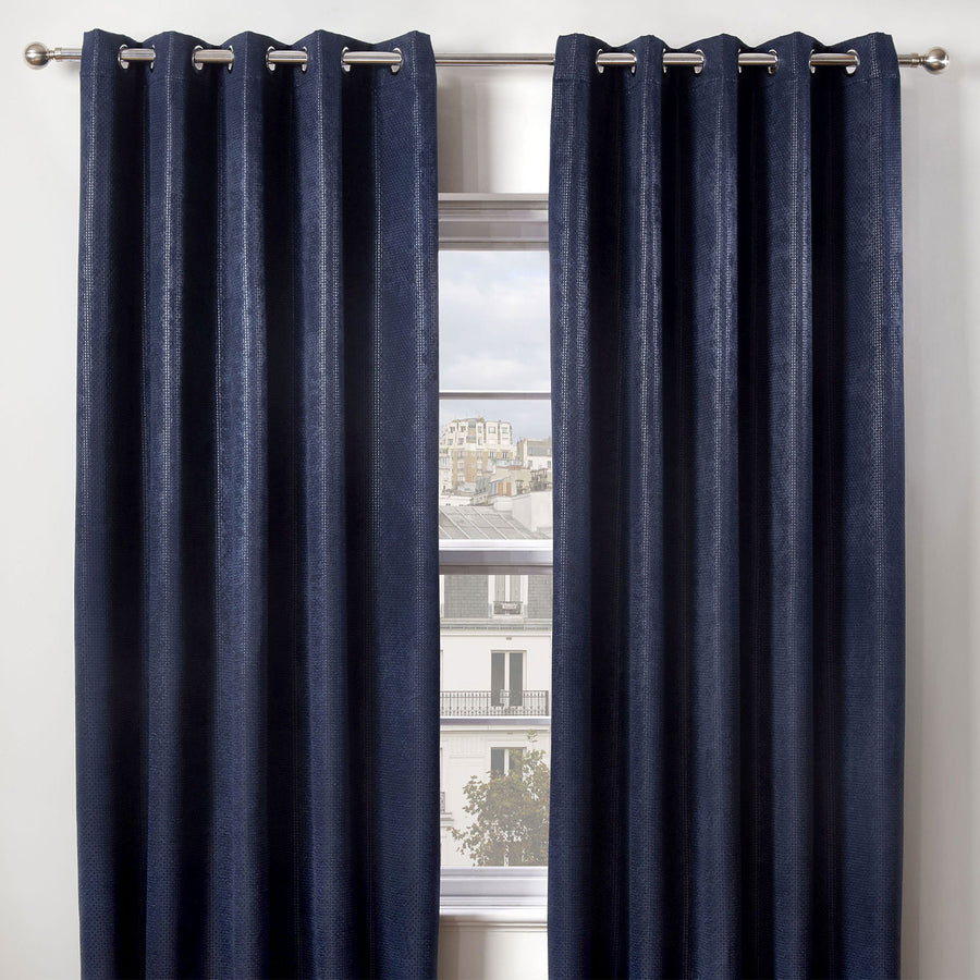 Ambiance Navy Blue Thermal Eyelet Curtains