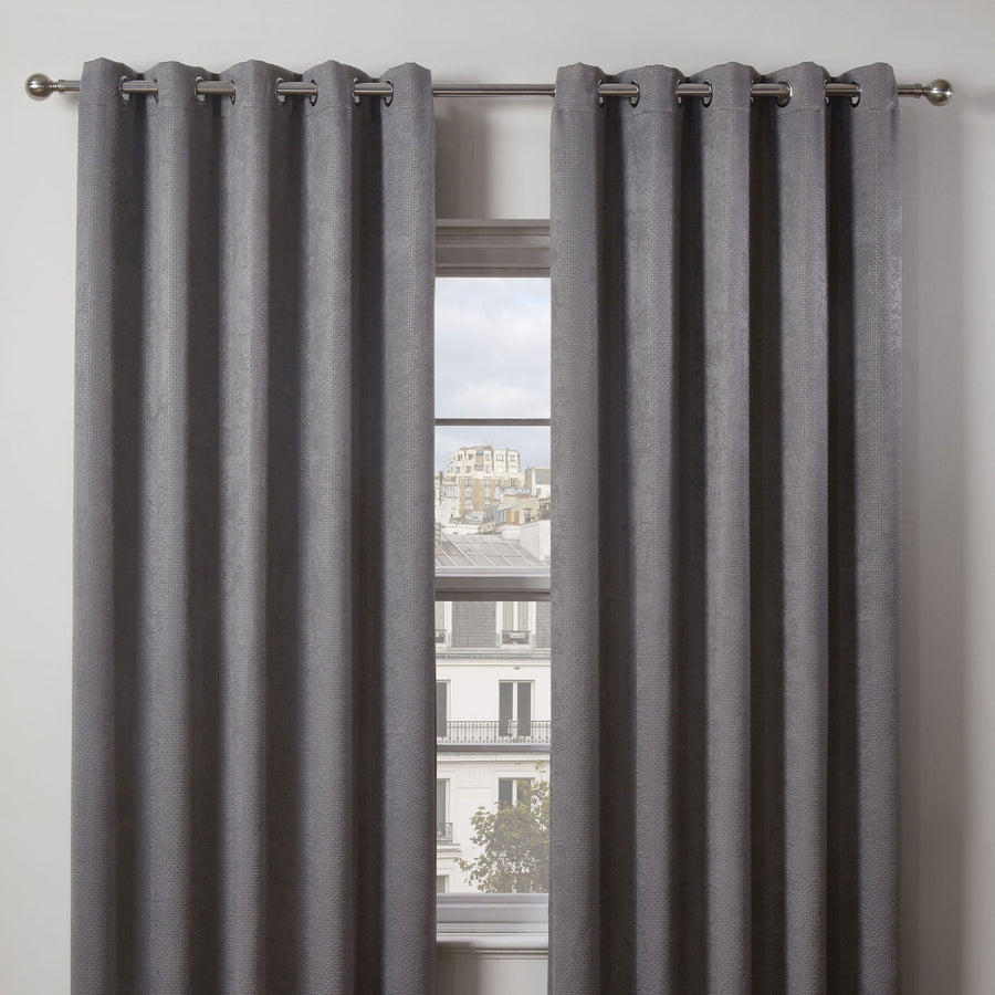 Ambiance Charcoal Grey Thermal Eyelet Curtains