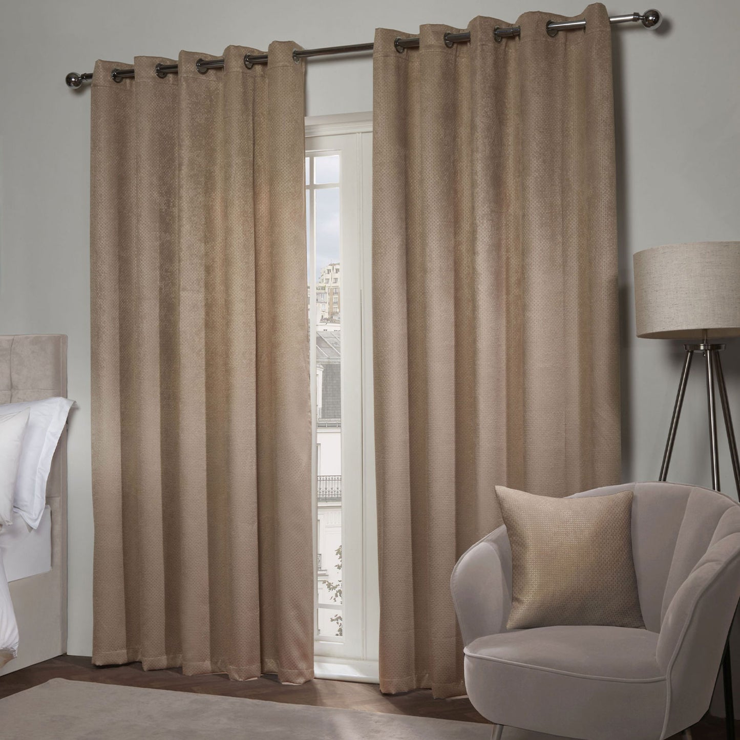 Ambiance Taupe Thermal Blackout Eyelet Curtains