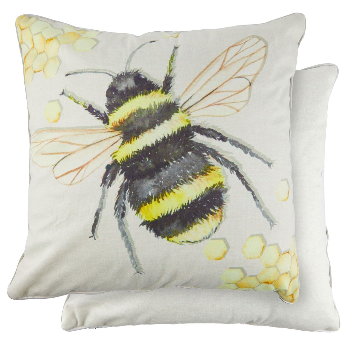 Watercolour Bee Velvet Cushion Cover Pair