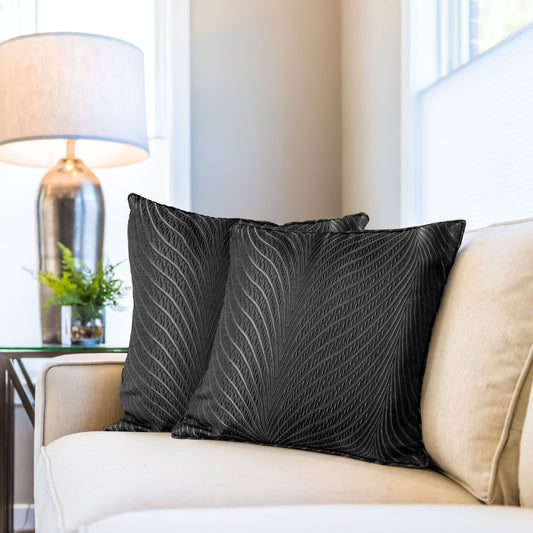 Aura Black Cushion Covers (Pair)