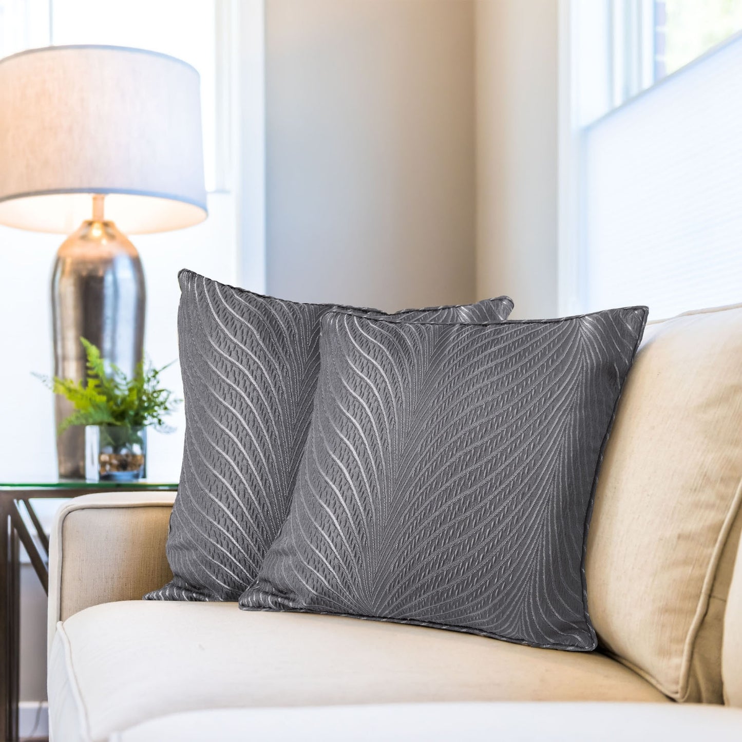 Aura Charcoal Cushion Covers (Pair)