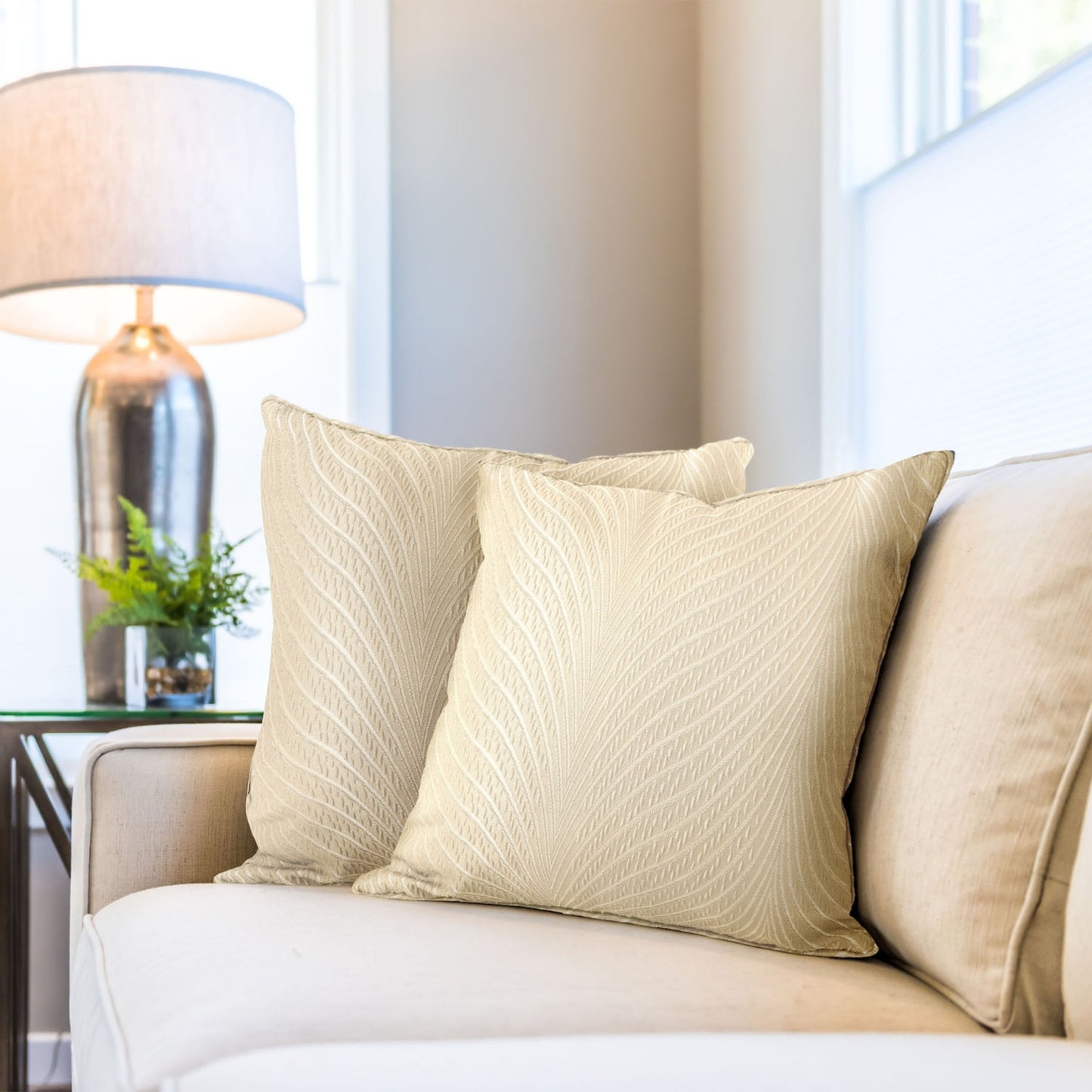 Aura Cream Cushion Covers (Pair)